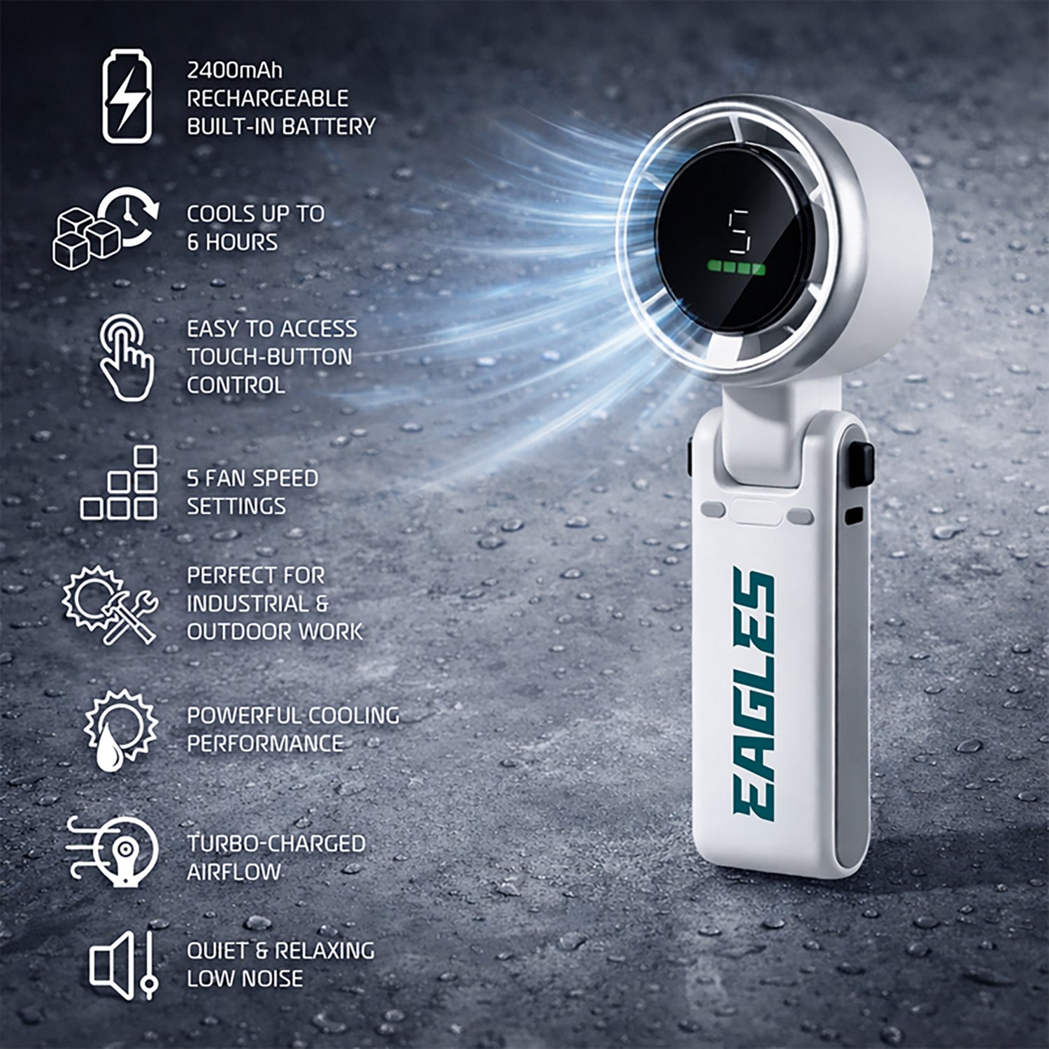 AlphaCool Philadelphia Eagles Rechargeable Handheld Fan - view number 3