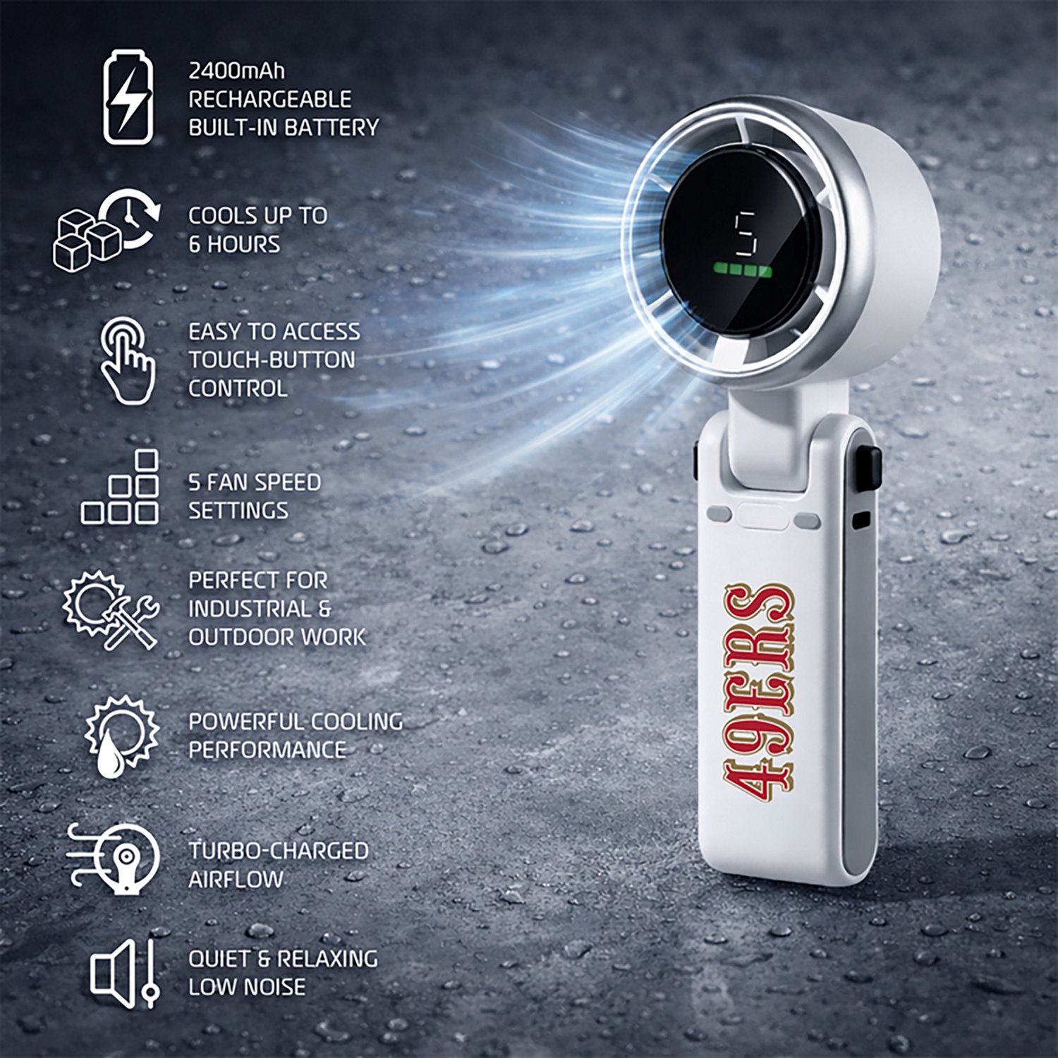 AlphaCool San Francisco 49ers Rechargeable Handheld Fan - view number 3