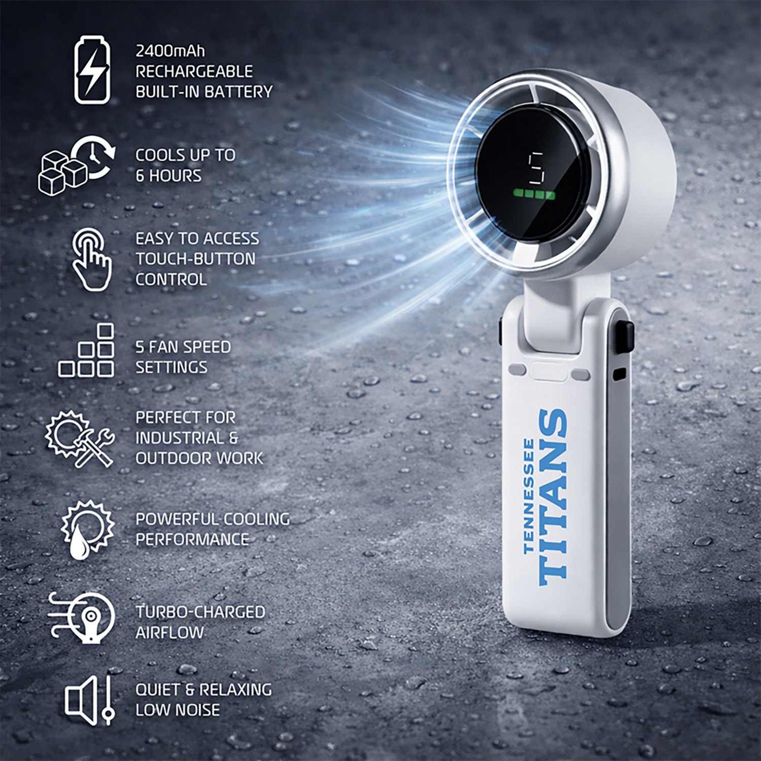 AlphaCool Tennessee Titans Rechargeable Handheld Fan