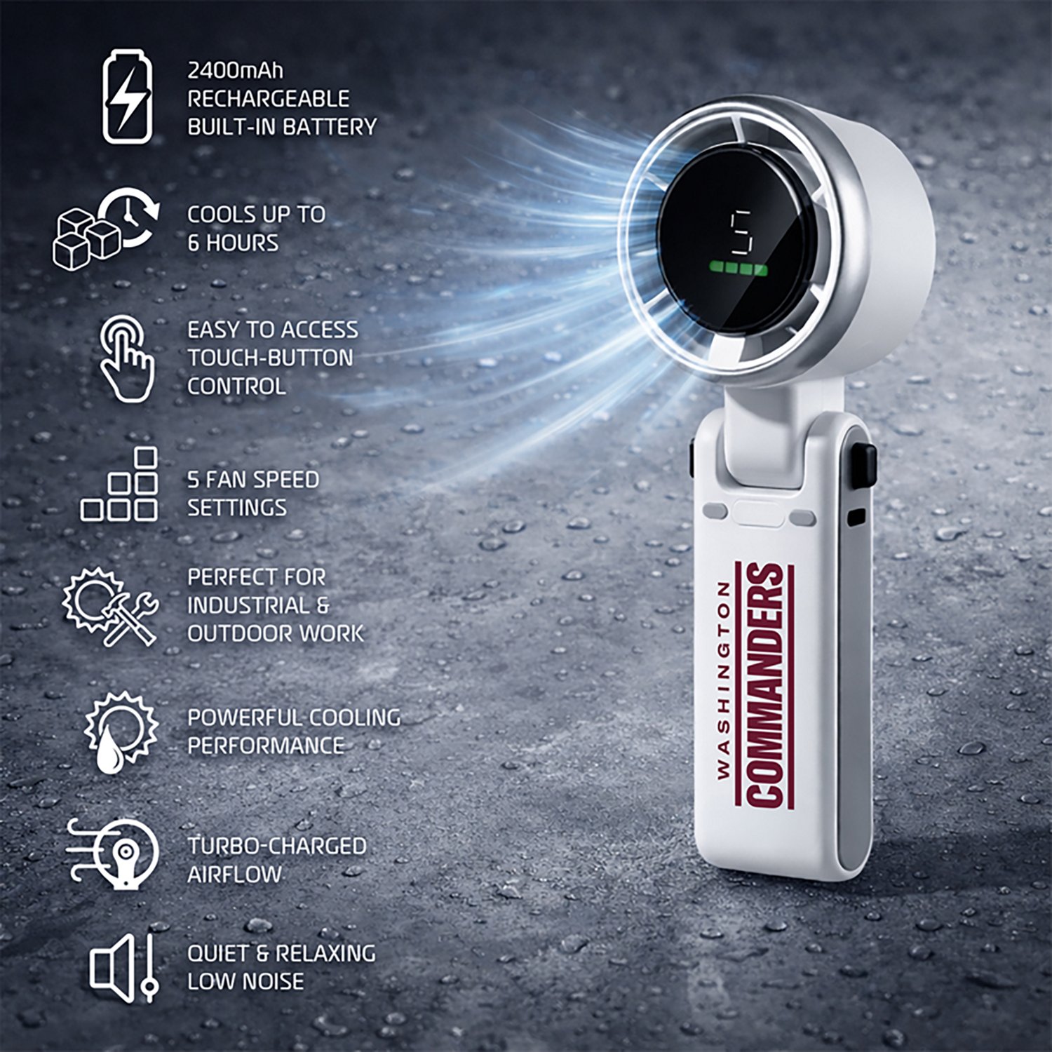 AlphaCool Washington Commanders Rechargeable Handheld Fan