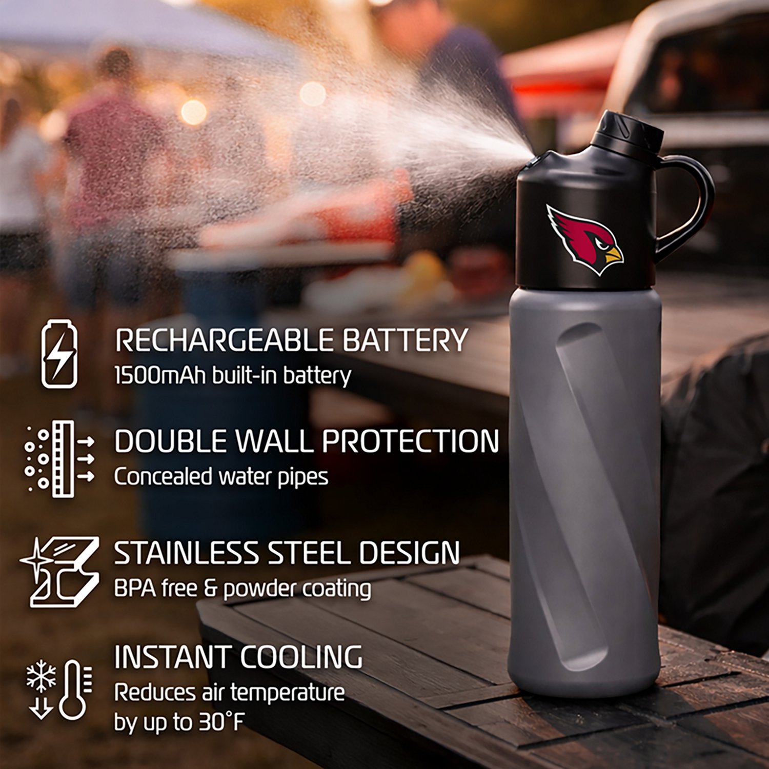 AlphaCool Arizona Cardinals Personal Misting Water Bottle - view number 6
