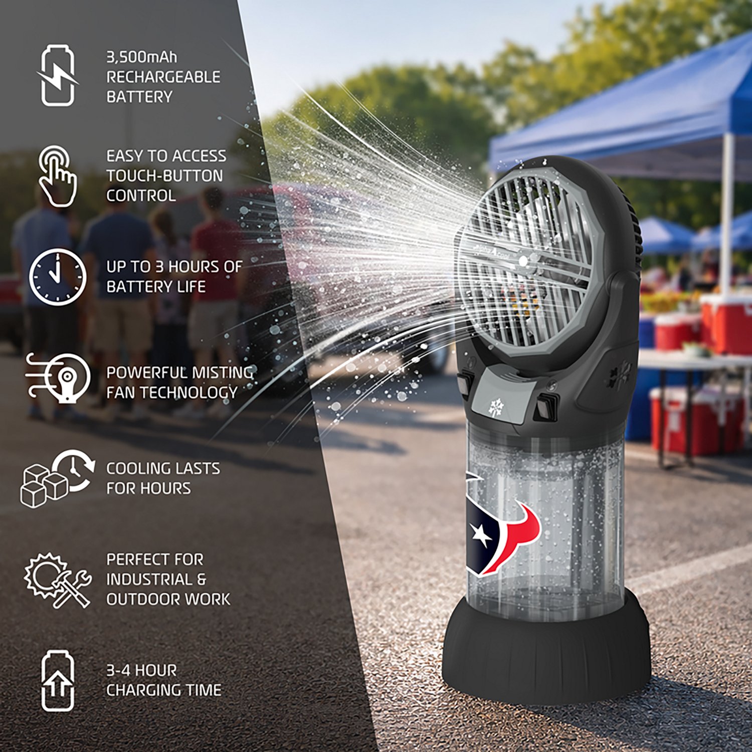 AlphaCool Houston Texans CoolBurst Misting Fan - view number 3