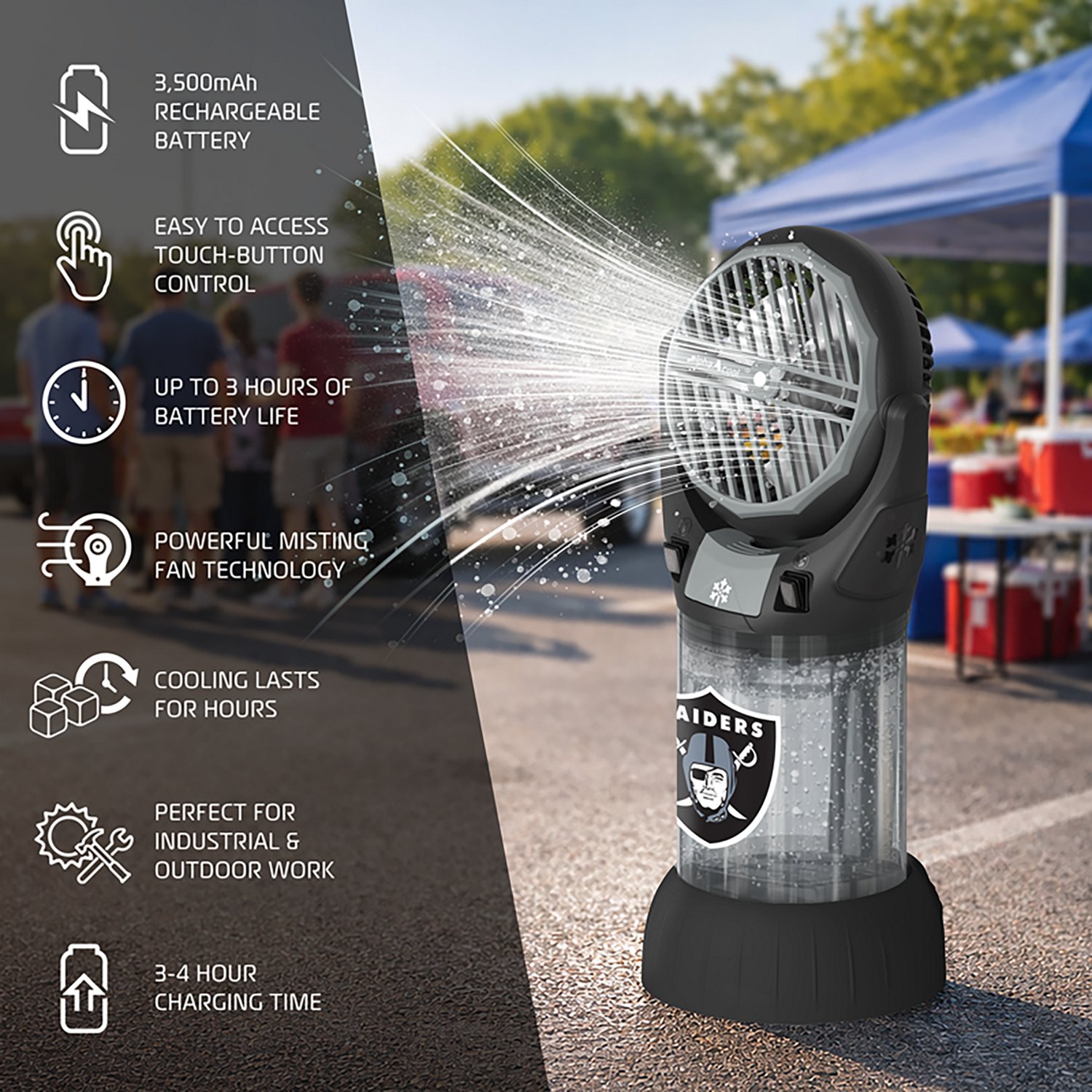 AlphaCool Las Vegas Raiders CoolBurst Misting Fan - view number 3