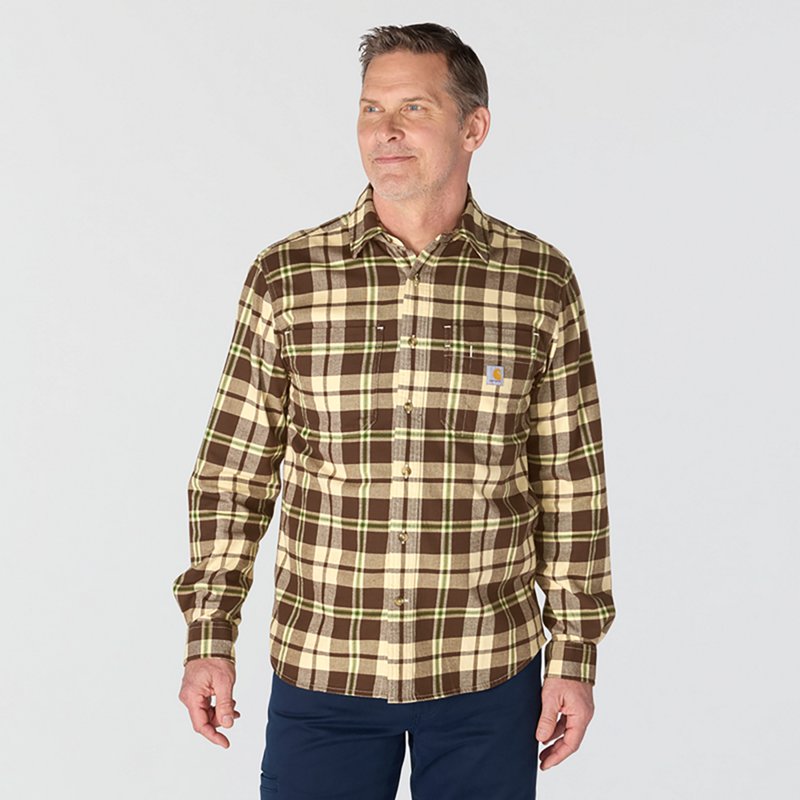 Carhartt Men's Rugged Flexâ¢ Relaxed Fit Midweight Flannel Long-Sleeve Plaid Shirt