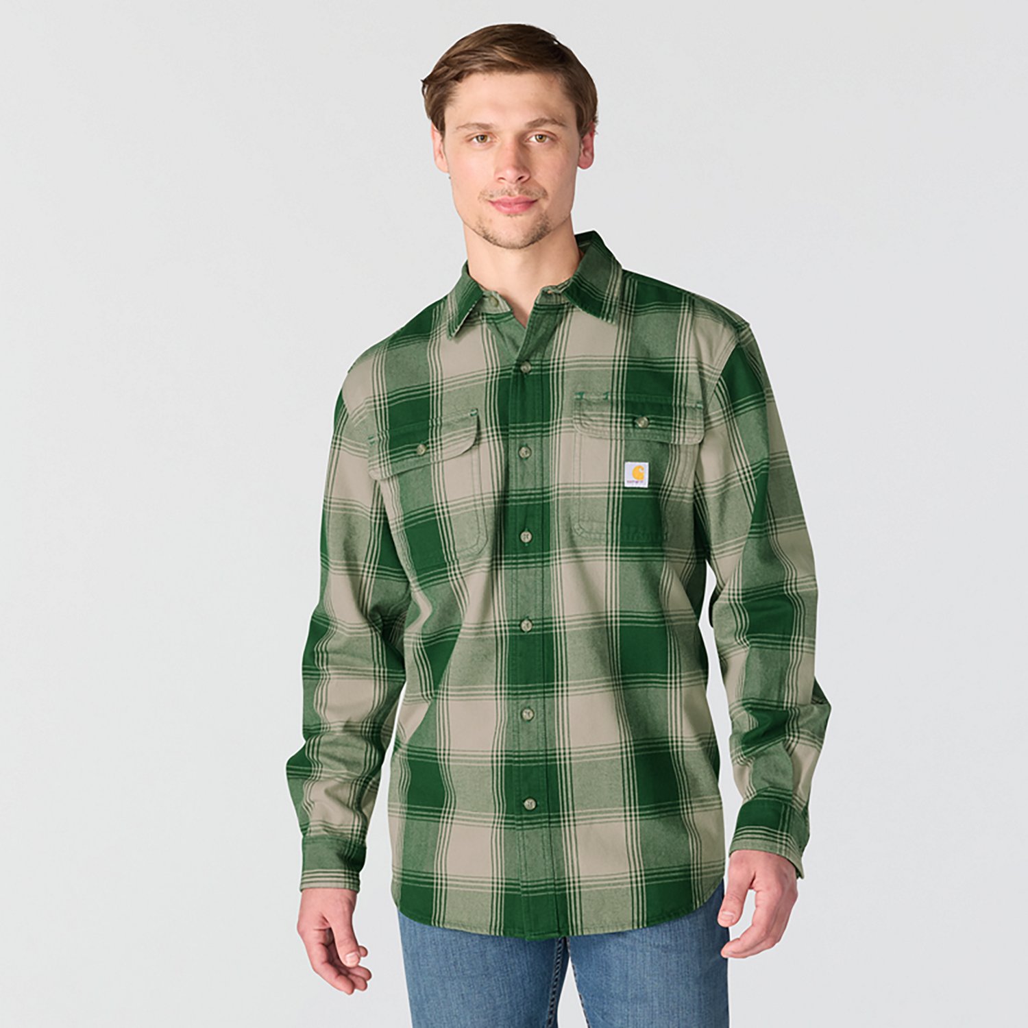 Carhartt Men's Loose Fit Heavyweight Flannel Long-Sleeve Plaid Shirt