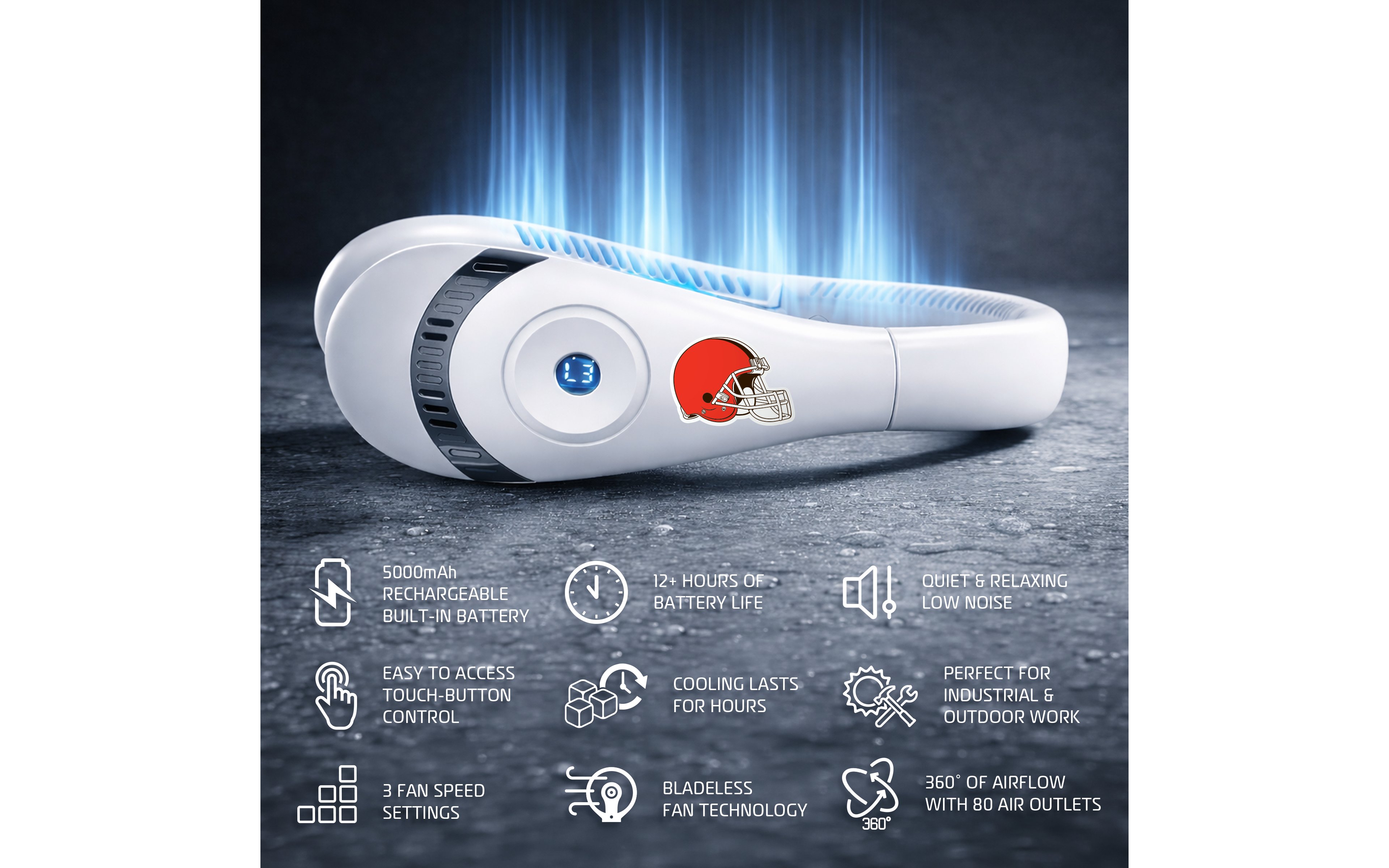 AlphaCool Cleveland Browns Wearable Personal Bladeless Neck Fan