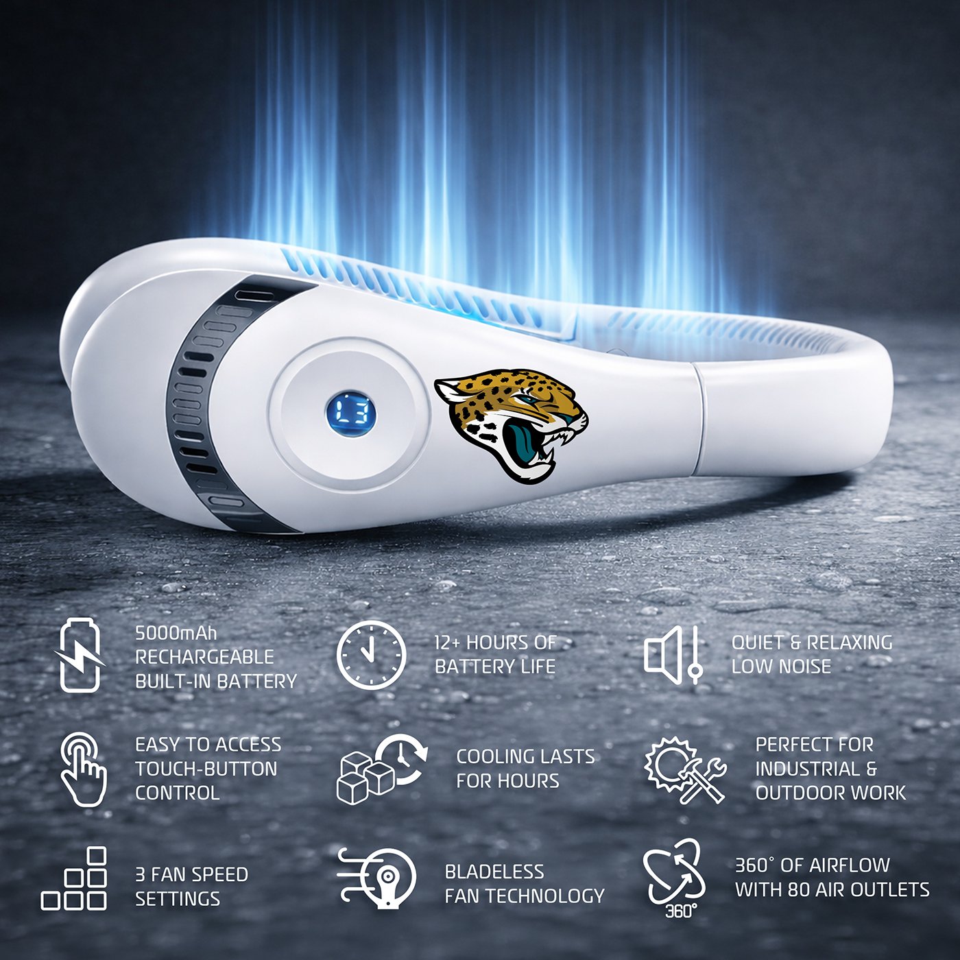 AlphaCool Jacksonville Jaguars Wearable Personal Bladeless Neck Fan
