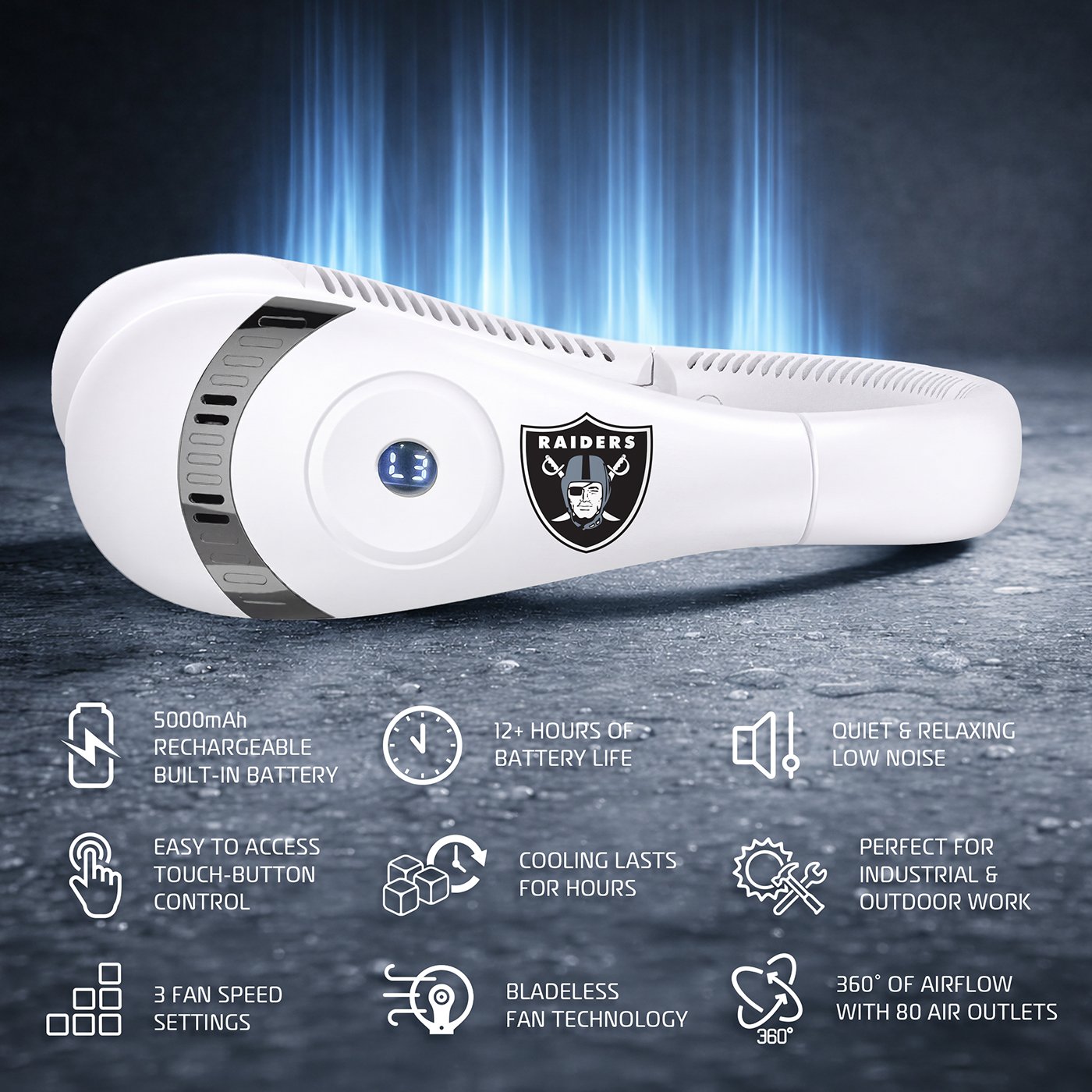 AlphaCool Las Vegas Raiders Wearable Personal Bladeless Neck Fan - view number 4