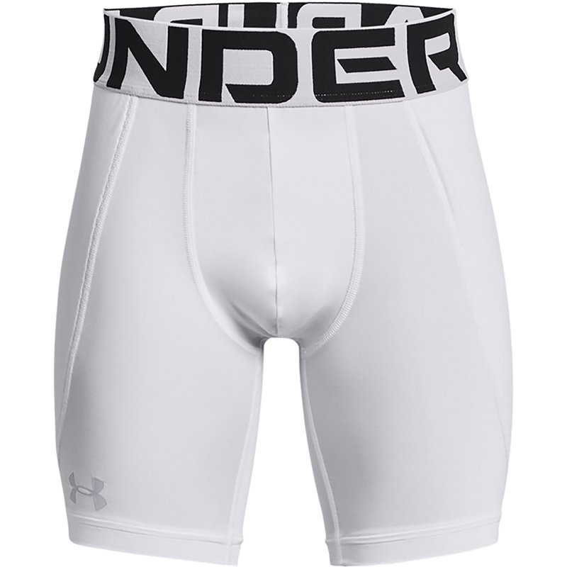 Under Armour Boys' Diamond Utility Slider Shorts, XS, White/Mod Gray