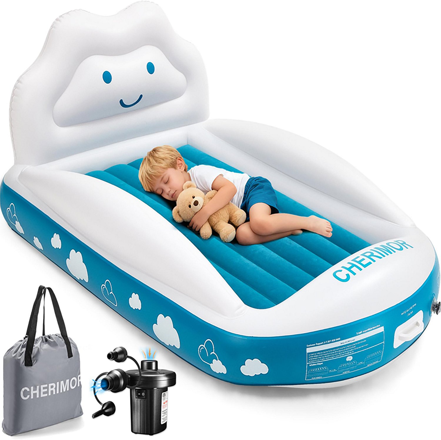 Cherimor 11 in. Toddler Airbed with Electric Pump and Bumpers