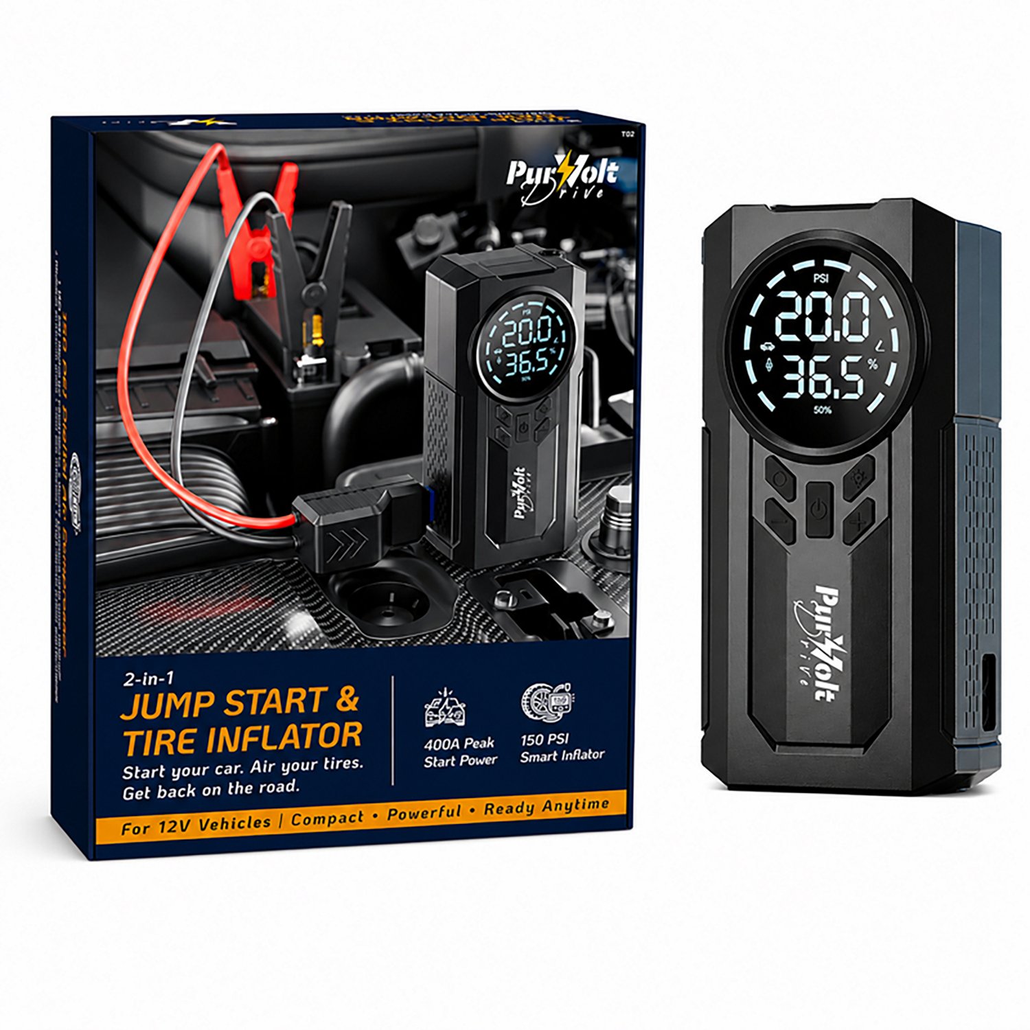 Purvolt 2-in-1 Jump Starter and Tire Inflator