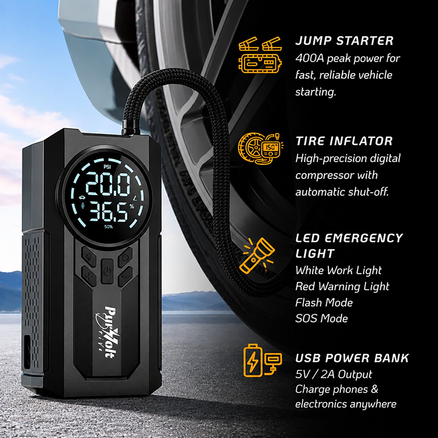 Purvolt 2-in-1 Jump Starter and Tire Inflator - view number 2