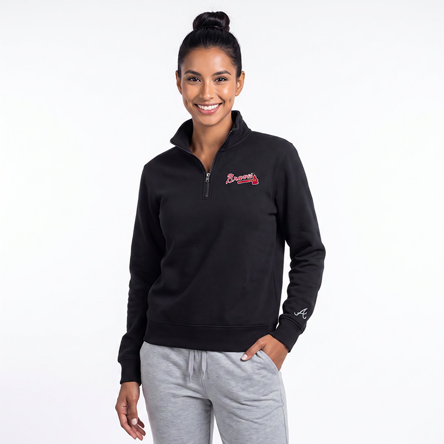 Antigua Atlanta Braves Victory Quarter-Zip Sweatshirt