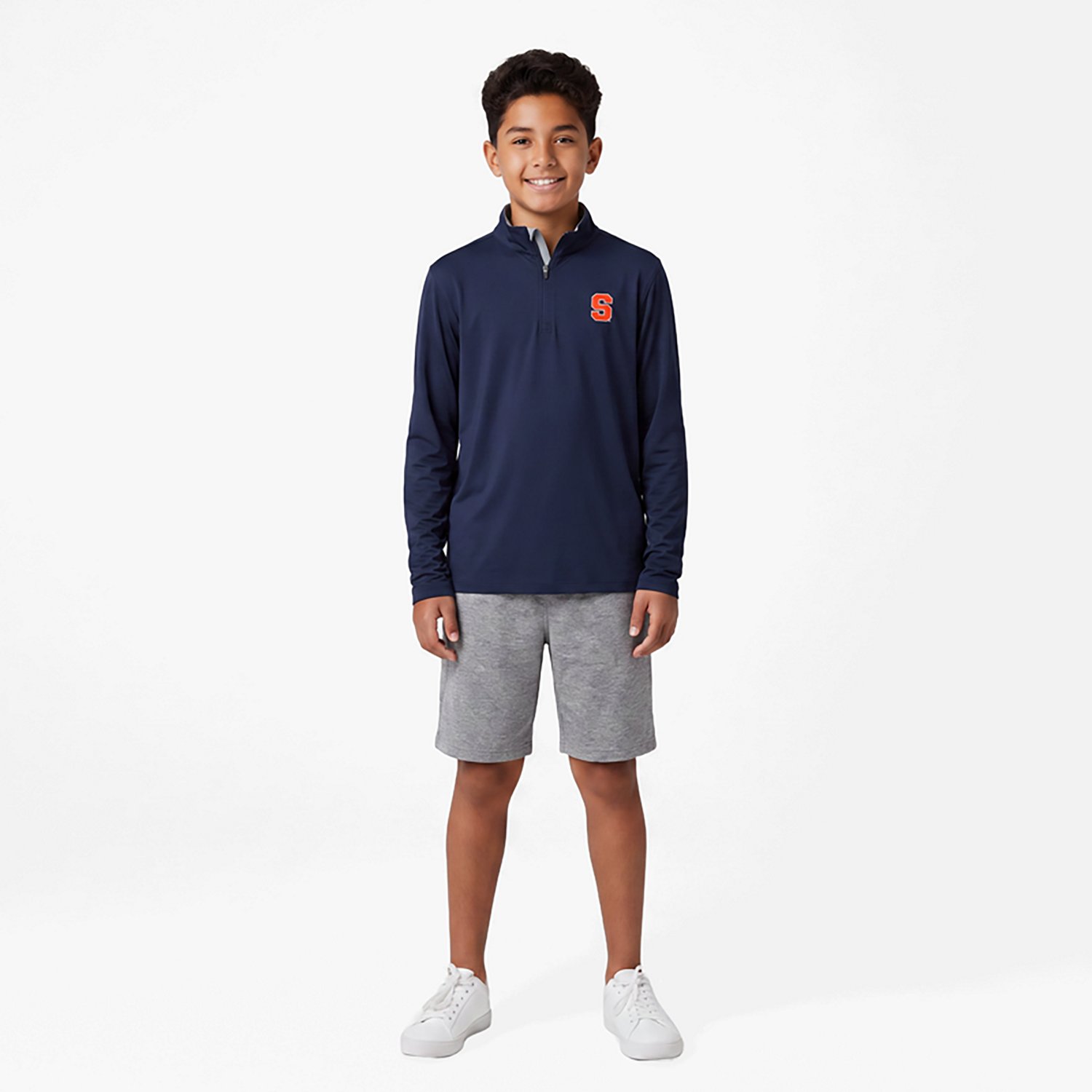 Antigua Gray Syracuse Orange Content Quarter-Zip Pullover Top