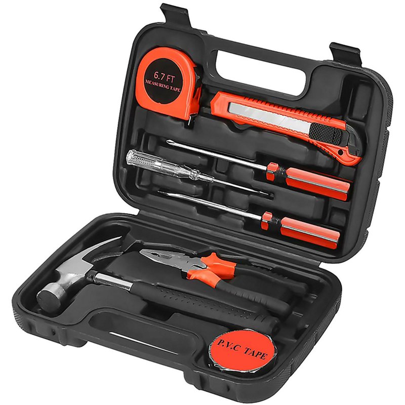Pursonic 9 Piece Household Handy Solutions Tool Set for Everyday Tasks - Black