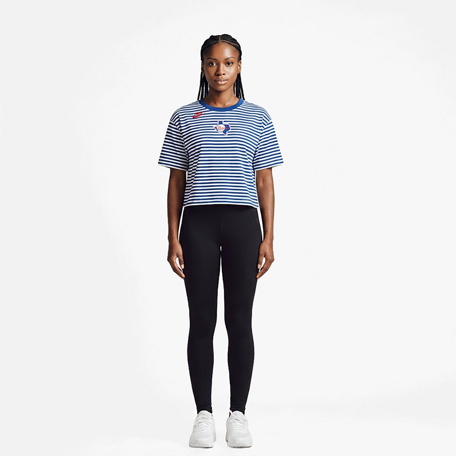 Nike Women's Rangers Cooperstown Striped Crop T-shirt