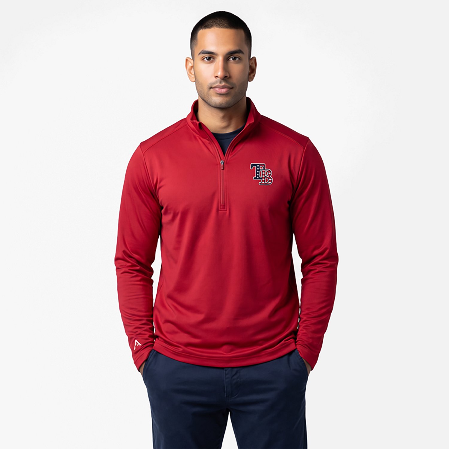 Antigua Tampa Bay Rays Patriotic Tribute Quarter-Zip Pullover Top - view number 2