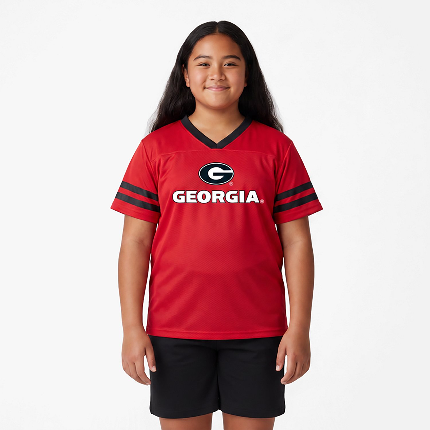 Outerstuff Black Georgia Bulldogs Zone Two-Piece V-Neck Top and Pants Set - view number 2