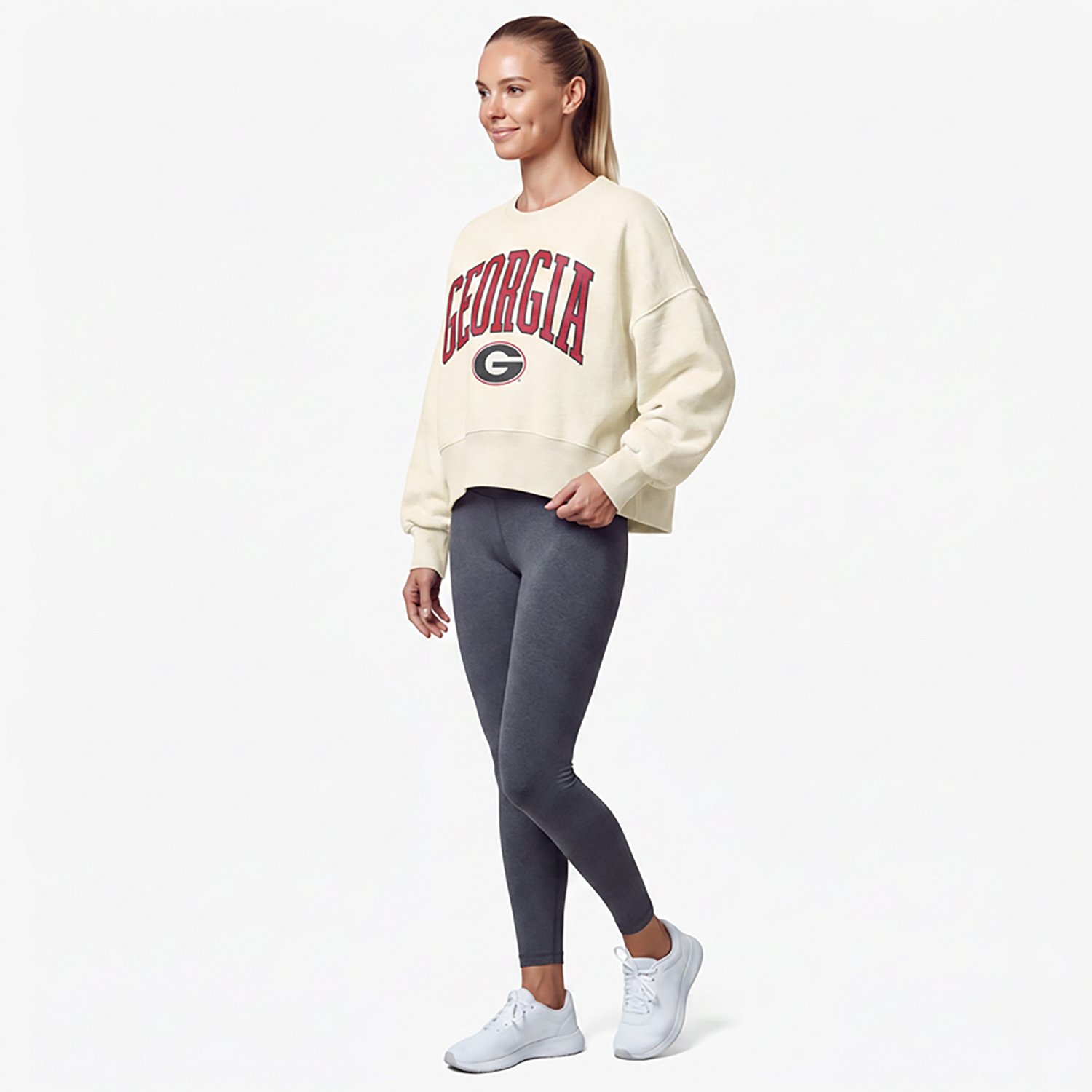 Pressbox Georgia Bulldogs Oversized Waist-Length Crewneck Sweatshirt - view number 2