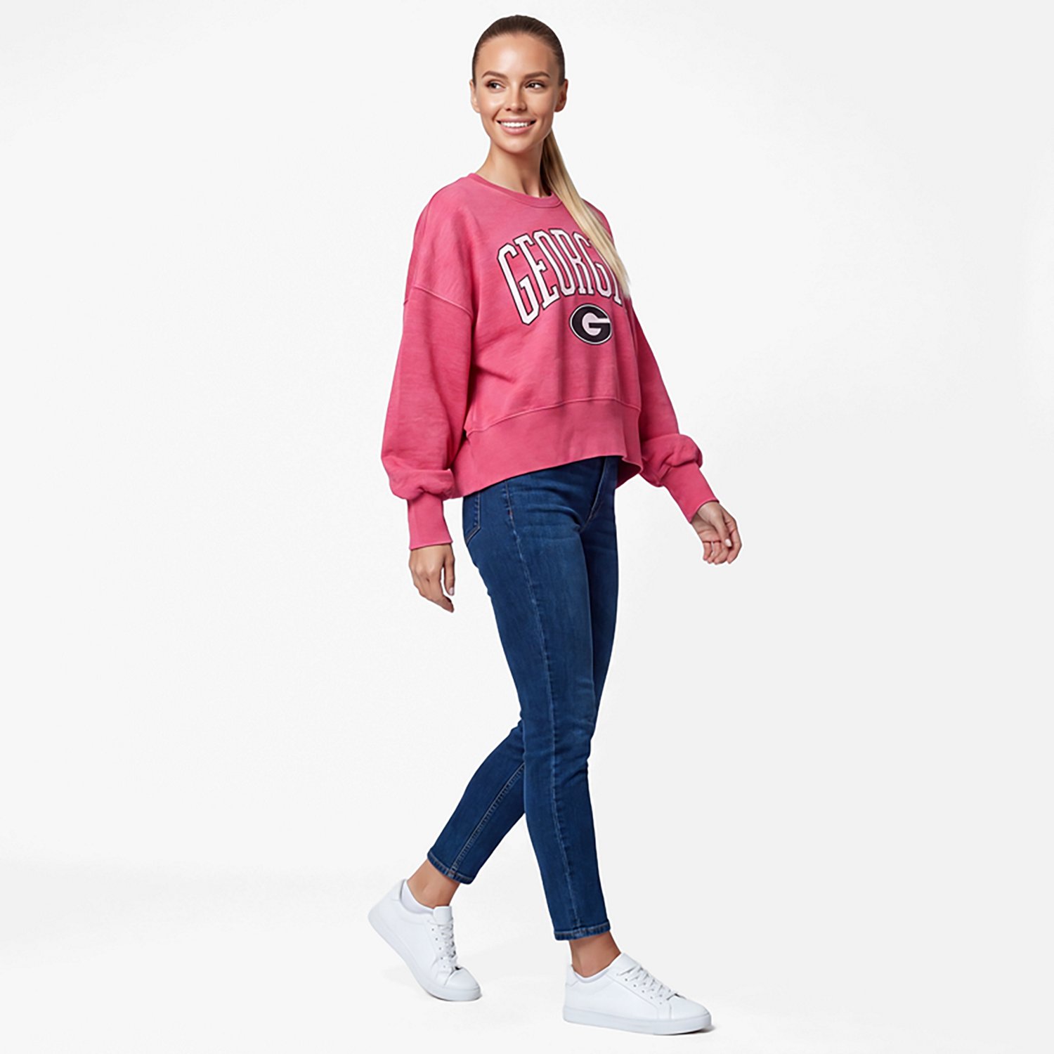 Pressbox Georgia Bulldogs Oversized Waist-Length Crewneck Sweatshirt - view number 2