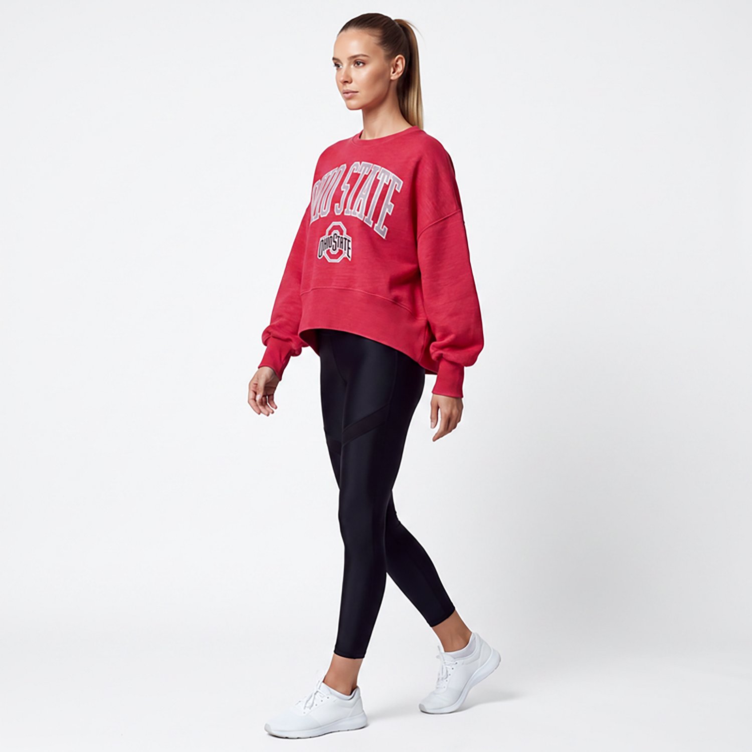 Pressbox Ohio State Buckeyes Oversized Waist-Length Crewneck Sweatshirt - view number 3