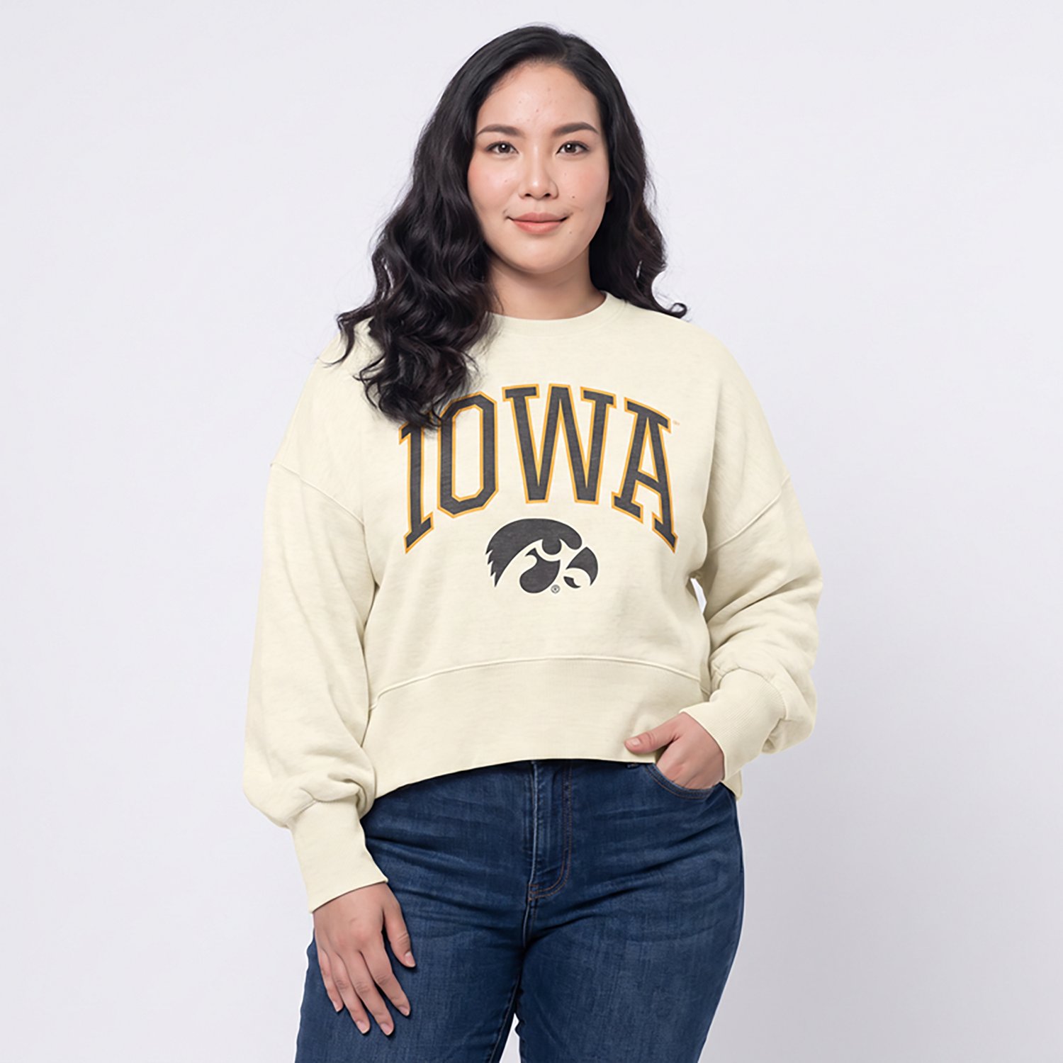 Pressbox Iowa Hawkeyes Oversized Waist-Length Crewneck Sweatshirt - view number 2