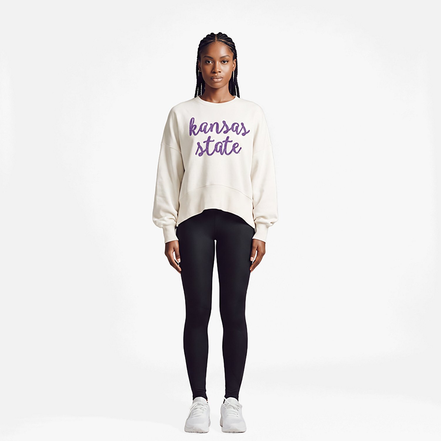 Pressbox Kansas State Wildcats Oversized Chelsea Waist Length Pullover Sweatshirt