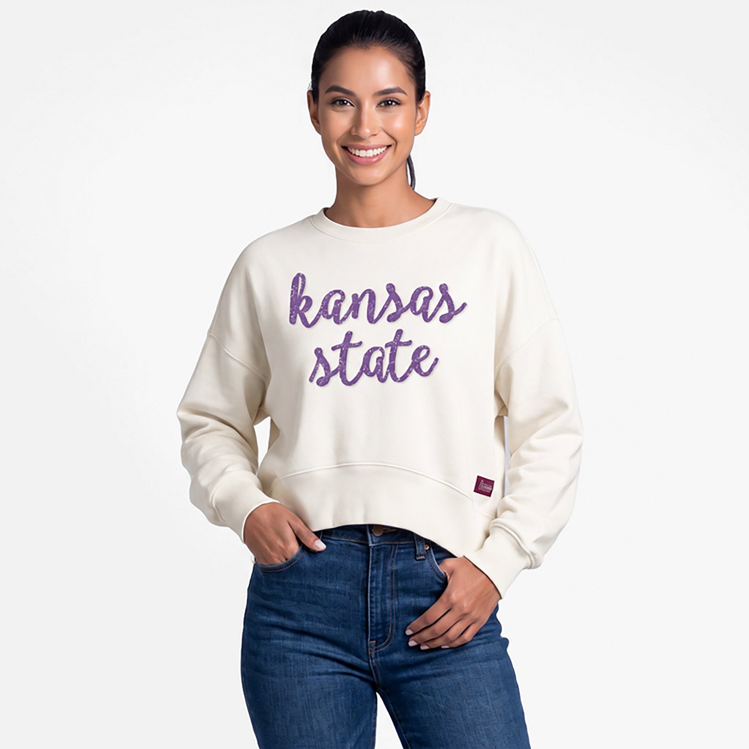 Pressbox Kansas State Wildcats Oversized Chelsea Waist Length Pullover Sweatshirt - view number 2