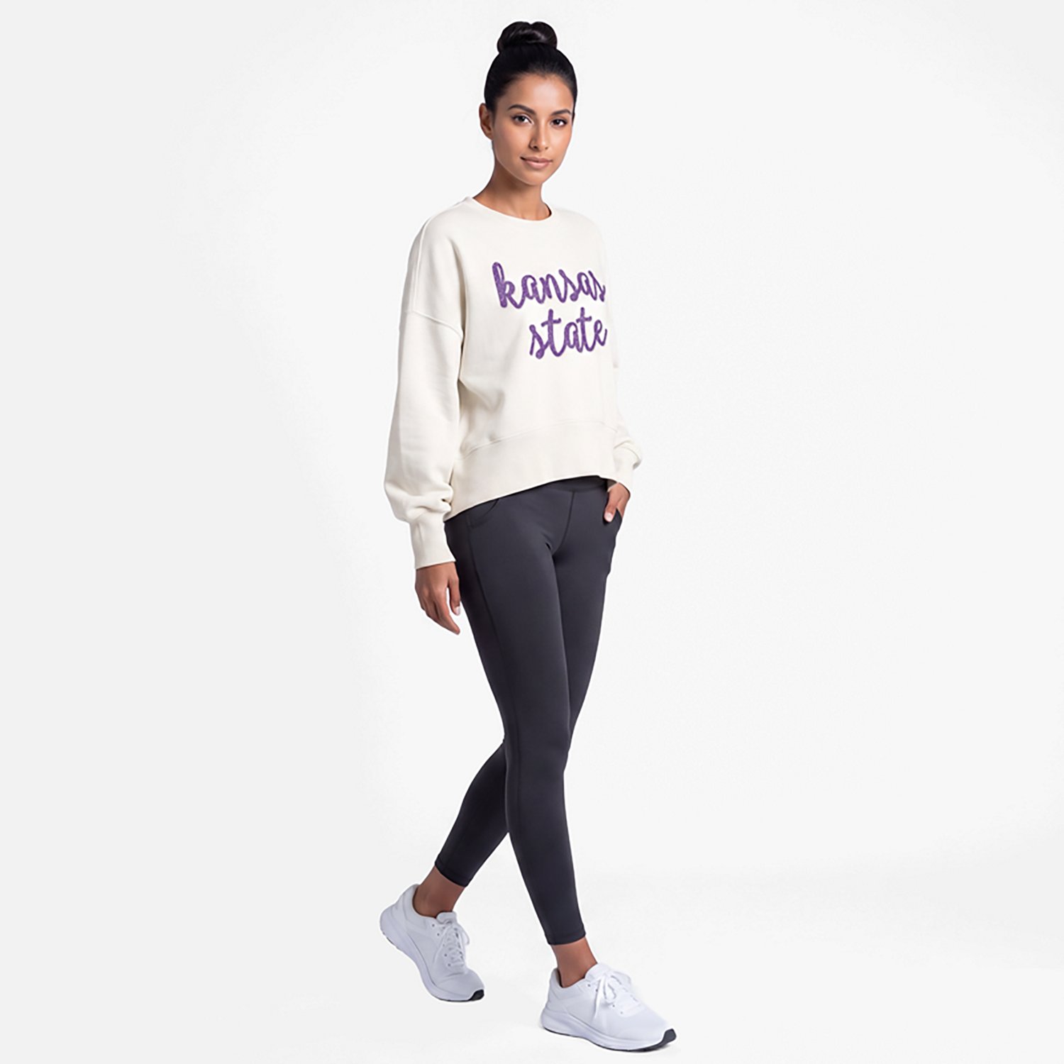 Pressbox Kansas State Wildcats Oversized Chelsea Waist Length Pullover Sweatshirt - view number 3
