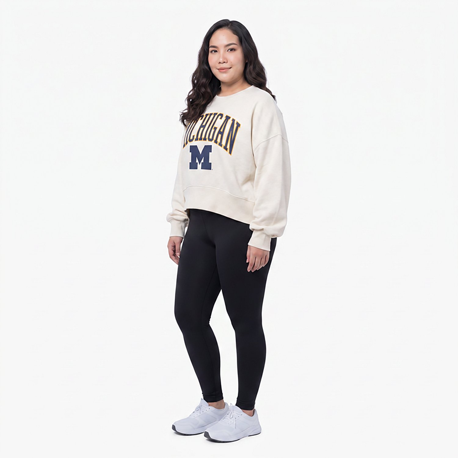 Pressbox Michigan Wolverines Oversized Waist-Length Crewneck Sweatshirt - view number 2