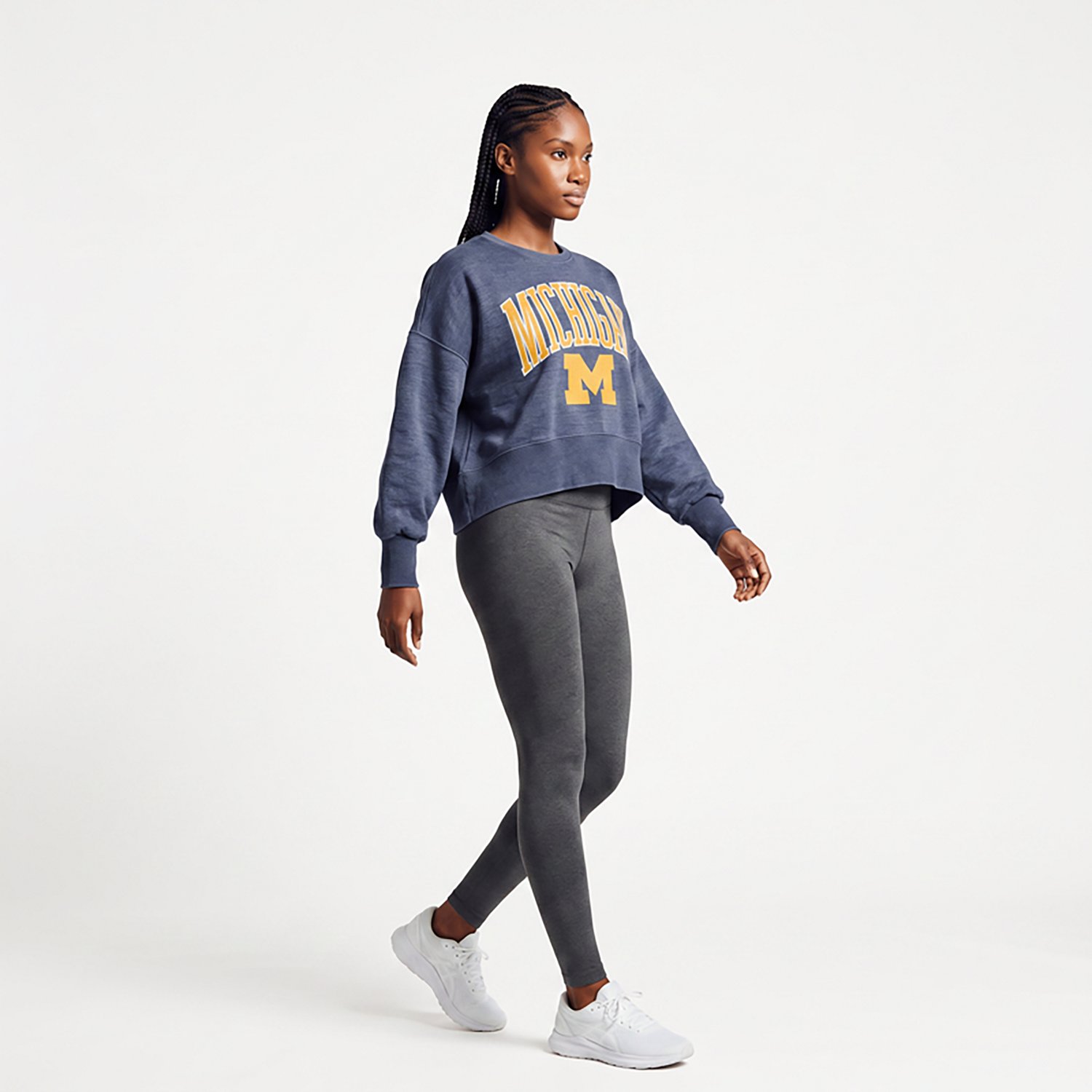 Pressbox Michigan Wolverines Oversized Waist-Length Crewneck Sweatshirt - view number 2