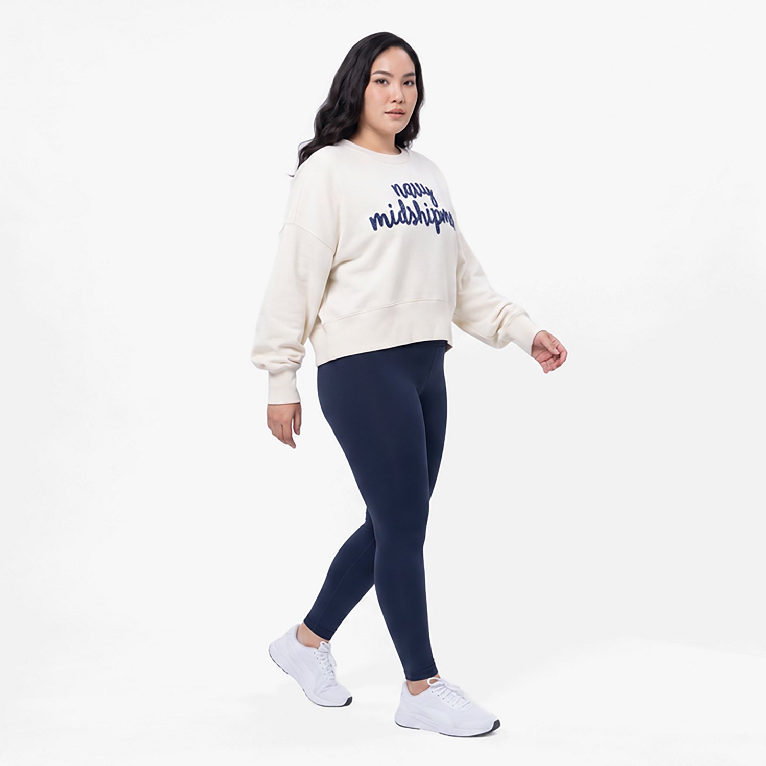 Pressbox Navy Midshipmen Oversized Chelsea Waist Length Pullover Sweatshirt - view number 2