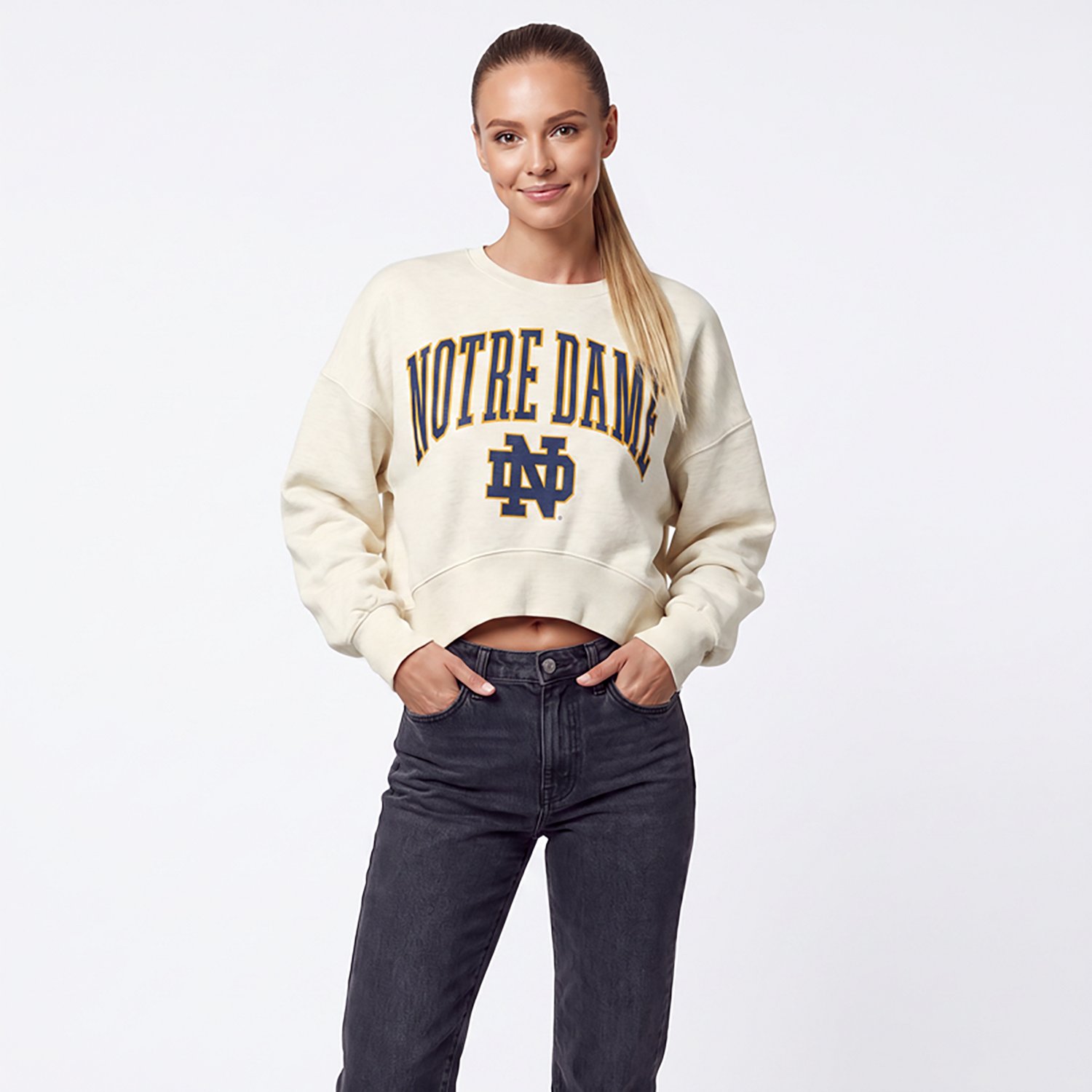 Pressbox Notre Dame Fighting Irish Oversized Waist-Length Crewneck Sweatshirt - view number 2