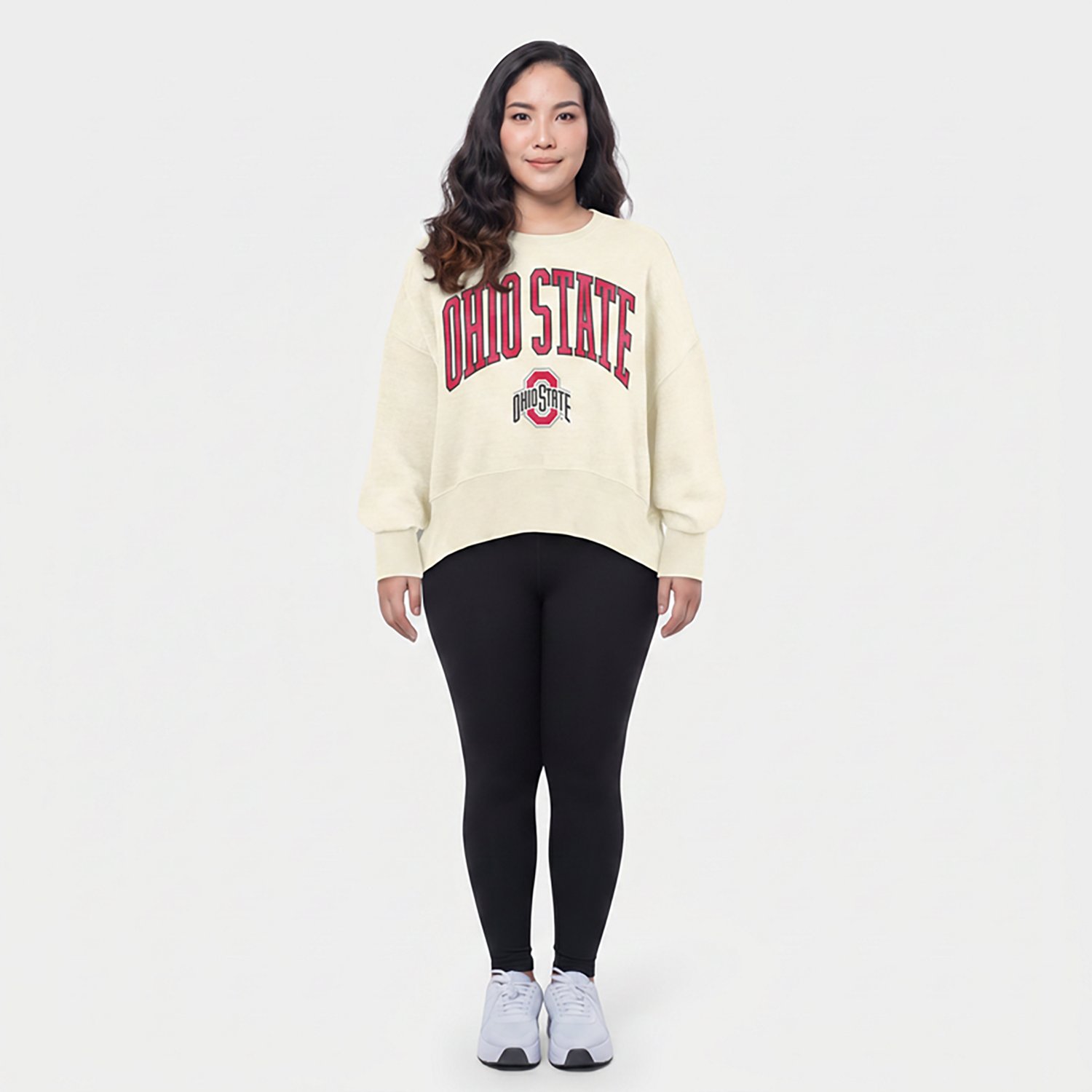 Pressbox Ohio State Buckeyes Oversized Waist-Length Crewneck Sweatshirt