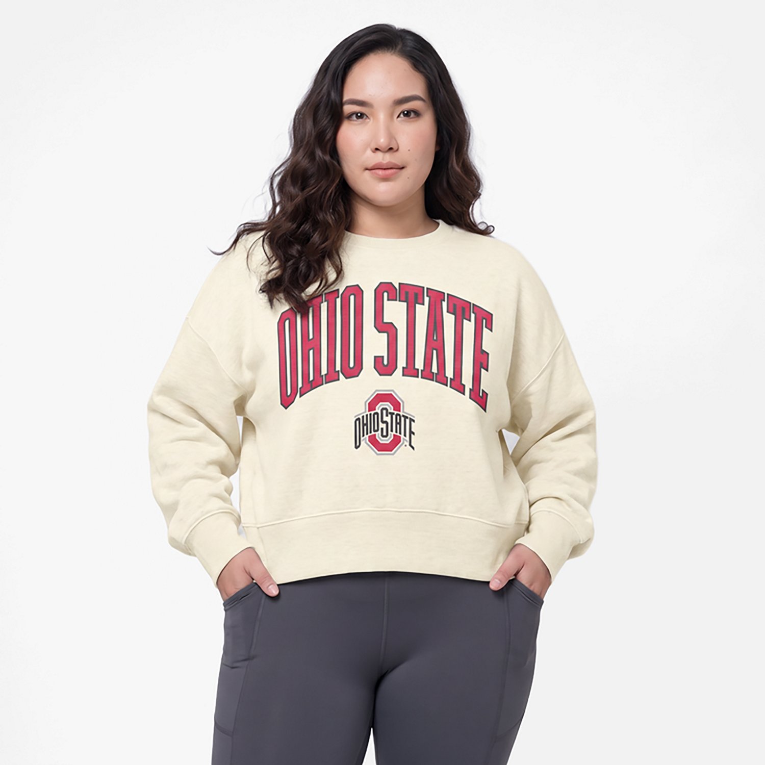 Pressbox Ohio State Buckeyes Oversized Waist-Length Crewneck Sweatshirt - view number 2