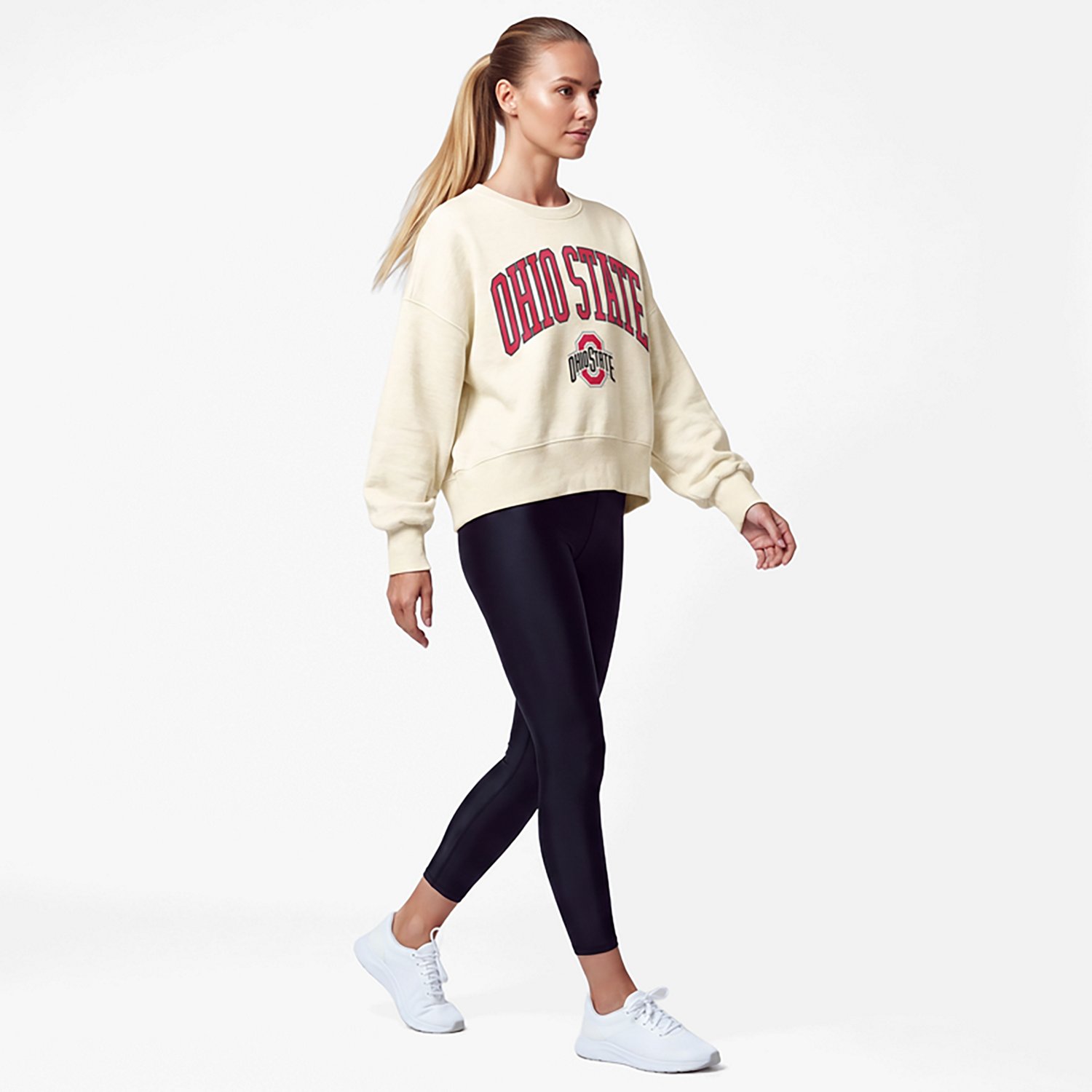 Pressbox Ohio State Buckeyes Oversized Waist-Length Crewneck Sweatshirt - view number 3