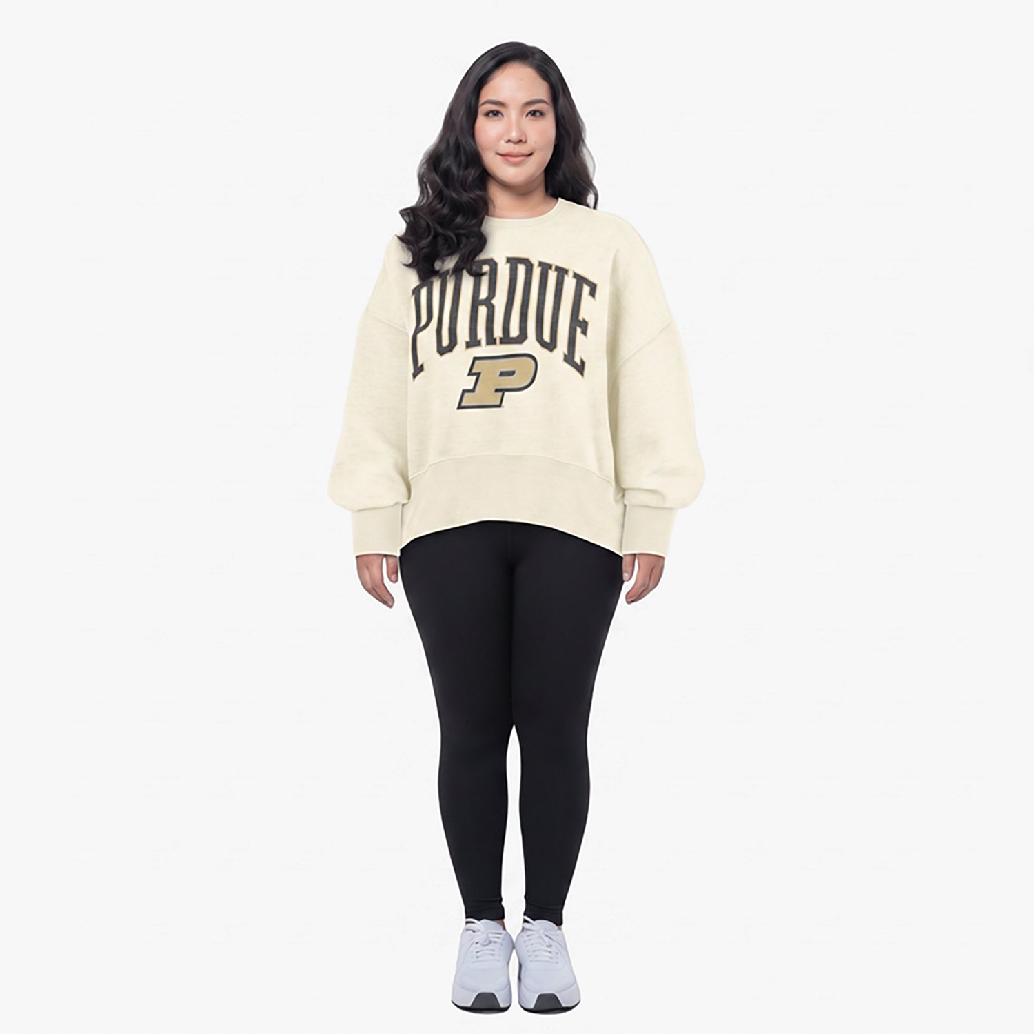 Pressbox Purdue Boilermakers Oversized Waist-Length Crewneck Sweatshirt