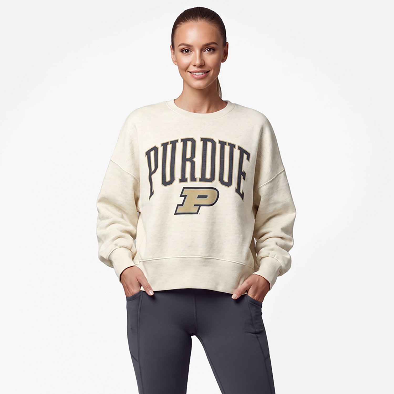 Pressbox Purdue Boilermakers Oversized Waist-Length Crewneck Sweatshirt - view number 2