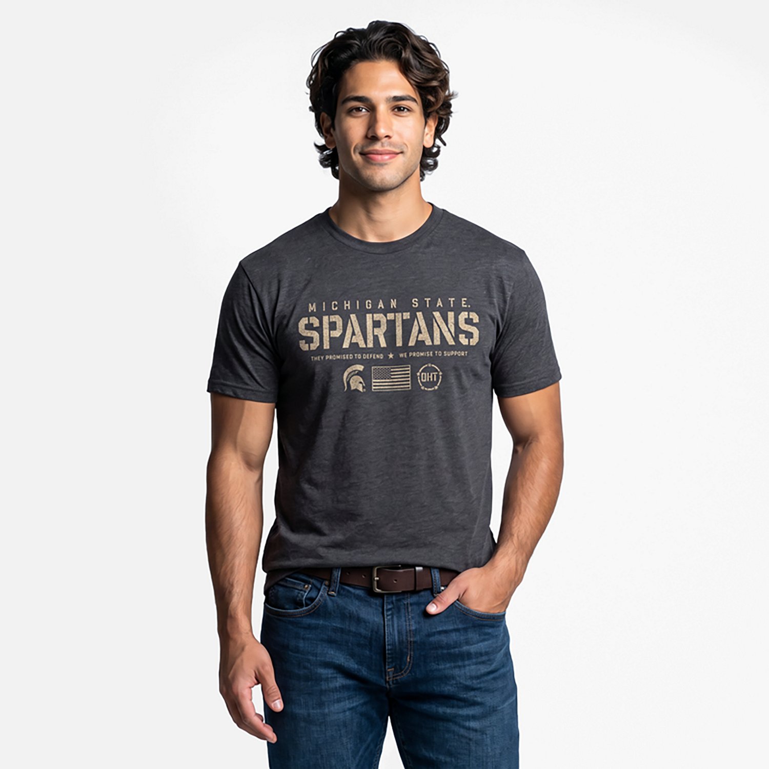 Colosseum Heather Michigan State Spartans Big  Tall OHT Military Appreciation Playbook T-Shirt