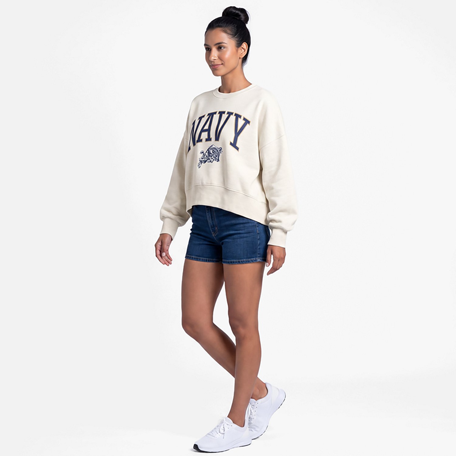 Pressbox Navy Midshipmen Oversized Waist-Length Crewneck Sweatshirt - view number 2