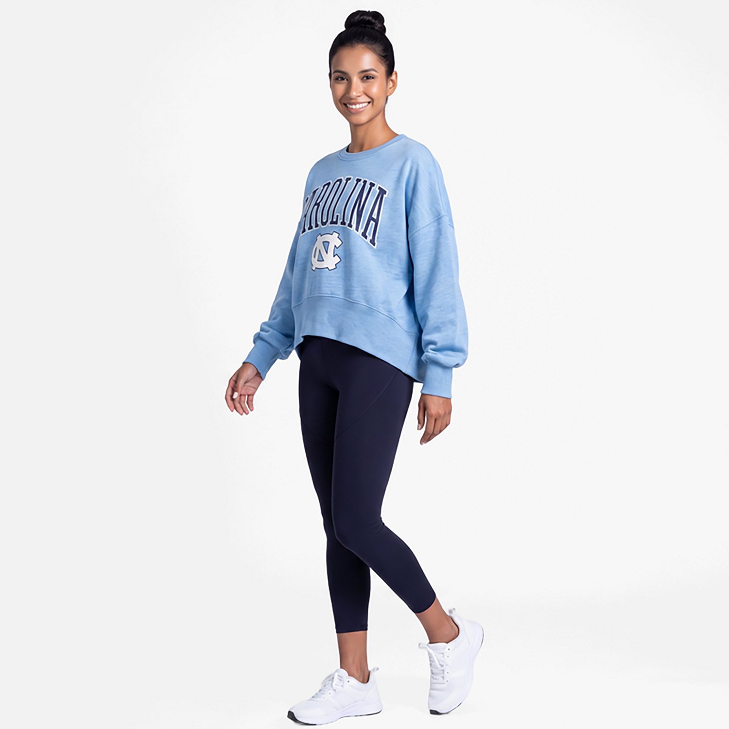 Pressbox Carolina North Carolina Tar Heels Oversized Waist-Length Crewneck Sweatshirt - view number 2