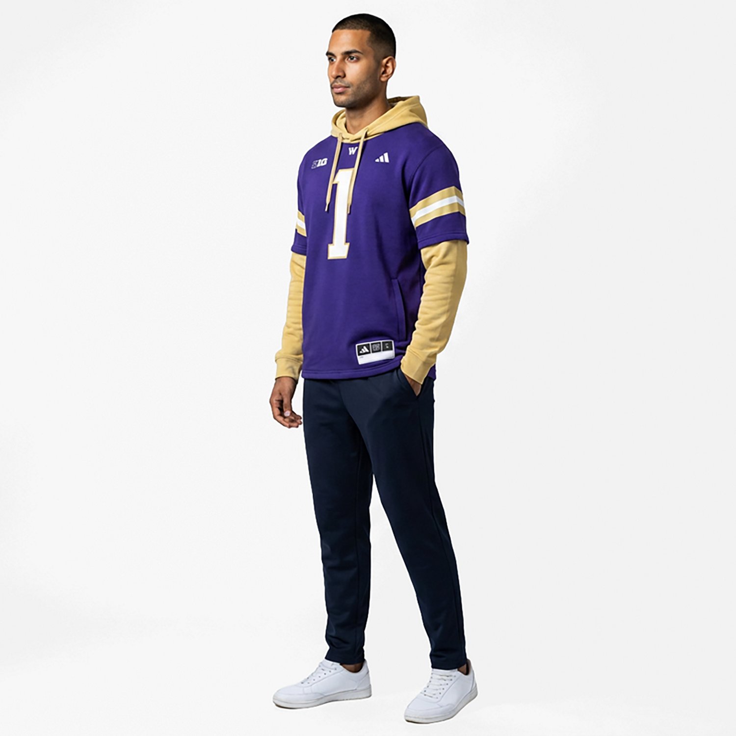 adidas Washington Huskies Jersey Pullover Hoodie - view number 3