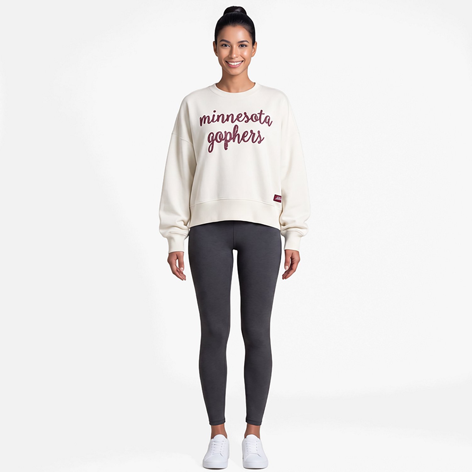 Pressbox Minnesota Golden Gophers Oversized Chelsea Waist Length Pullover Sweatshirt
