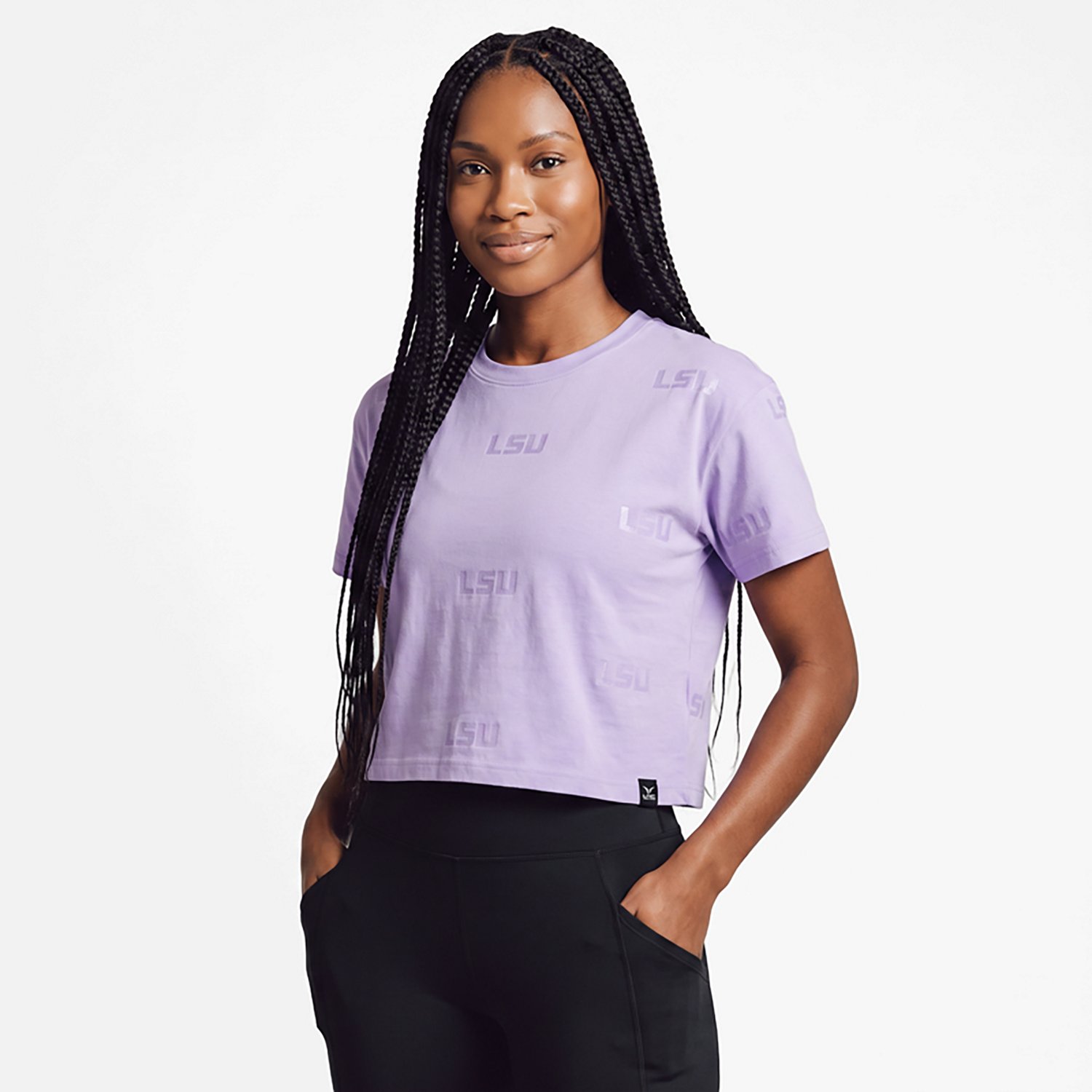 Gameday Social Women's LSU Tigers Ritter Repeat Crop Heavyweight Short Sleeve T-shirt - view number 4