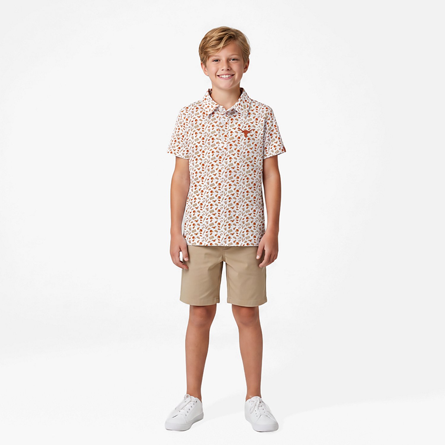 Garb Burnt Texas Longhorns Tom Allover Print Performance Polo