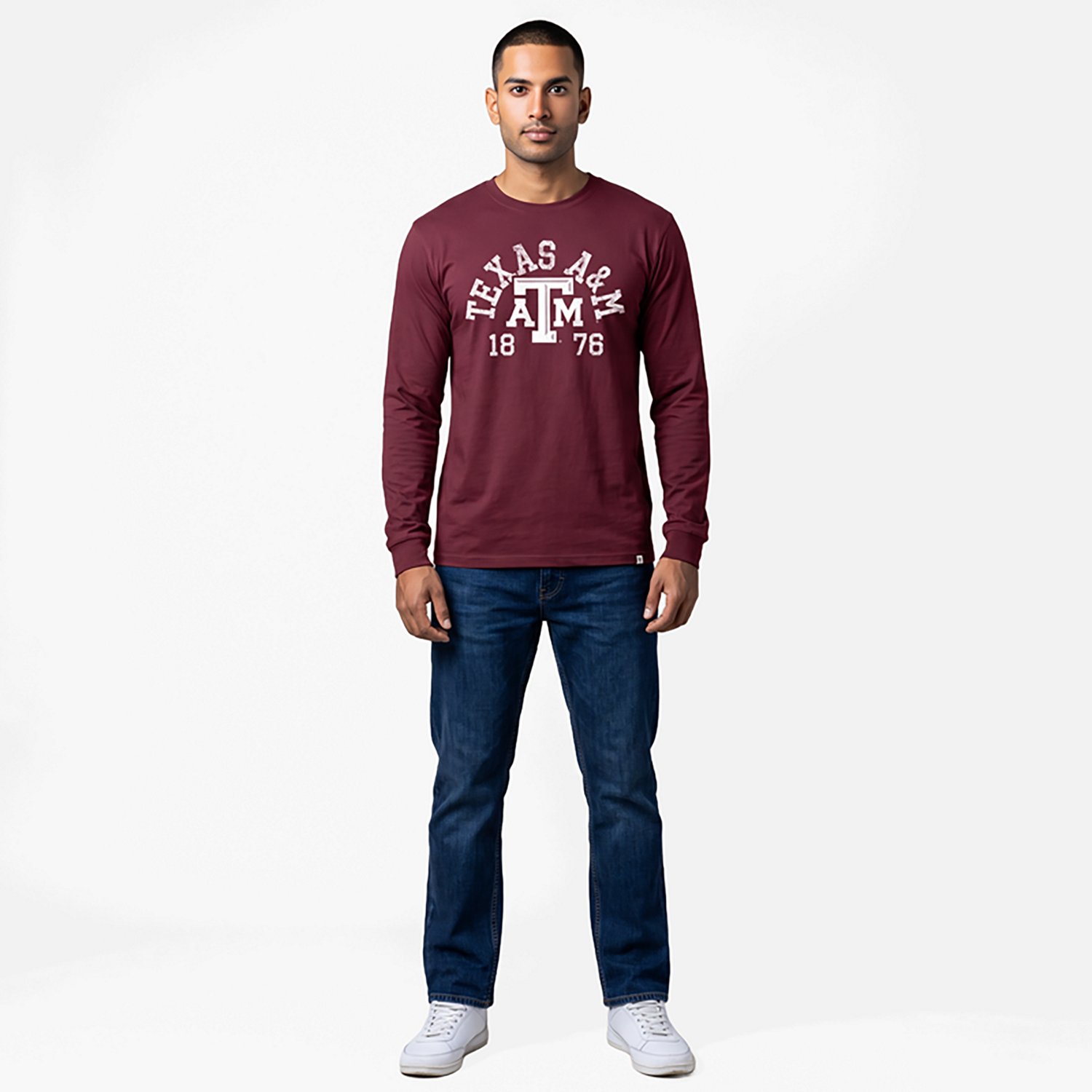 Fanatics Men's Texas A&M University School Arch Over Primary Logo Embroidery Long Sleeve Graphic T-shirt
