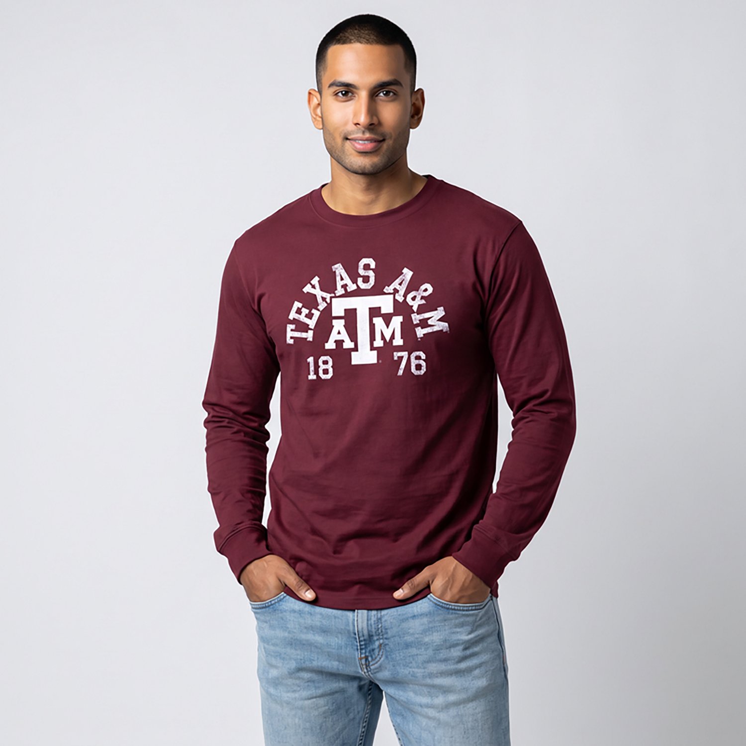 Fanatics Men's Texas A&M University School Arch Over Primary Logo Embroidery Long Sleeve Graphic T-shirt - view number 2