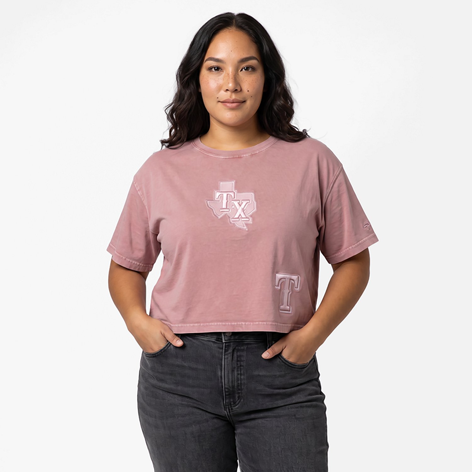 Pro Standard Women's Texas Rangers Washed Classic Enzyme Wash Short Sleeve Boxy T-shirt - view number 2