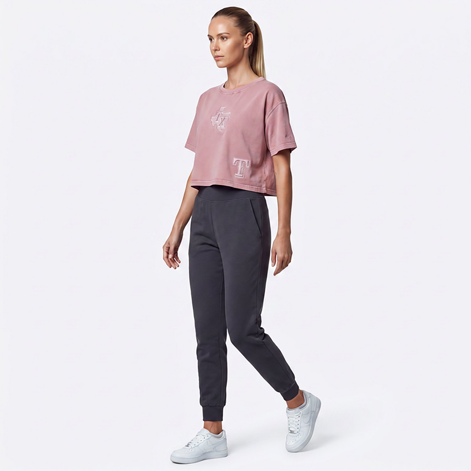 Pro Standard Women's Texas Rangers Washed Classic Enzyme Wash Short Sleeve Boxy T-shirt - view number 3