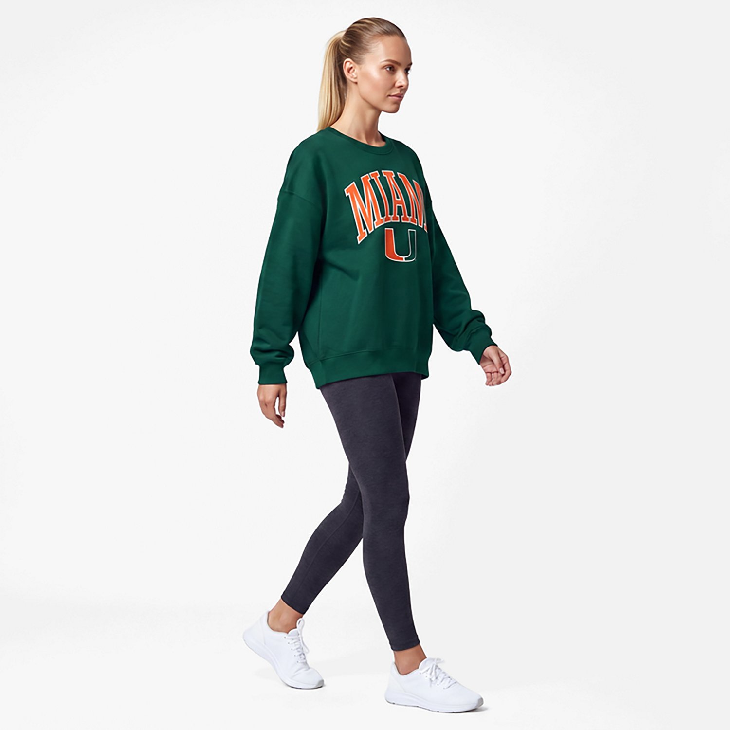 Pressbox Miami Hurricanes Janise Arch Over Logo Waist Length Oversized Pullover Sweatshirt - view number 3